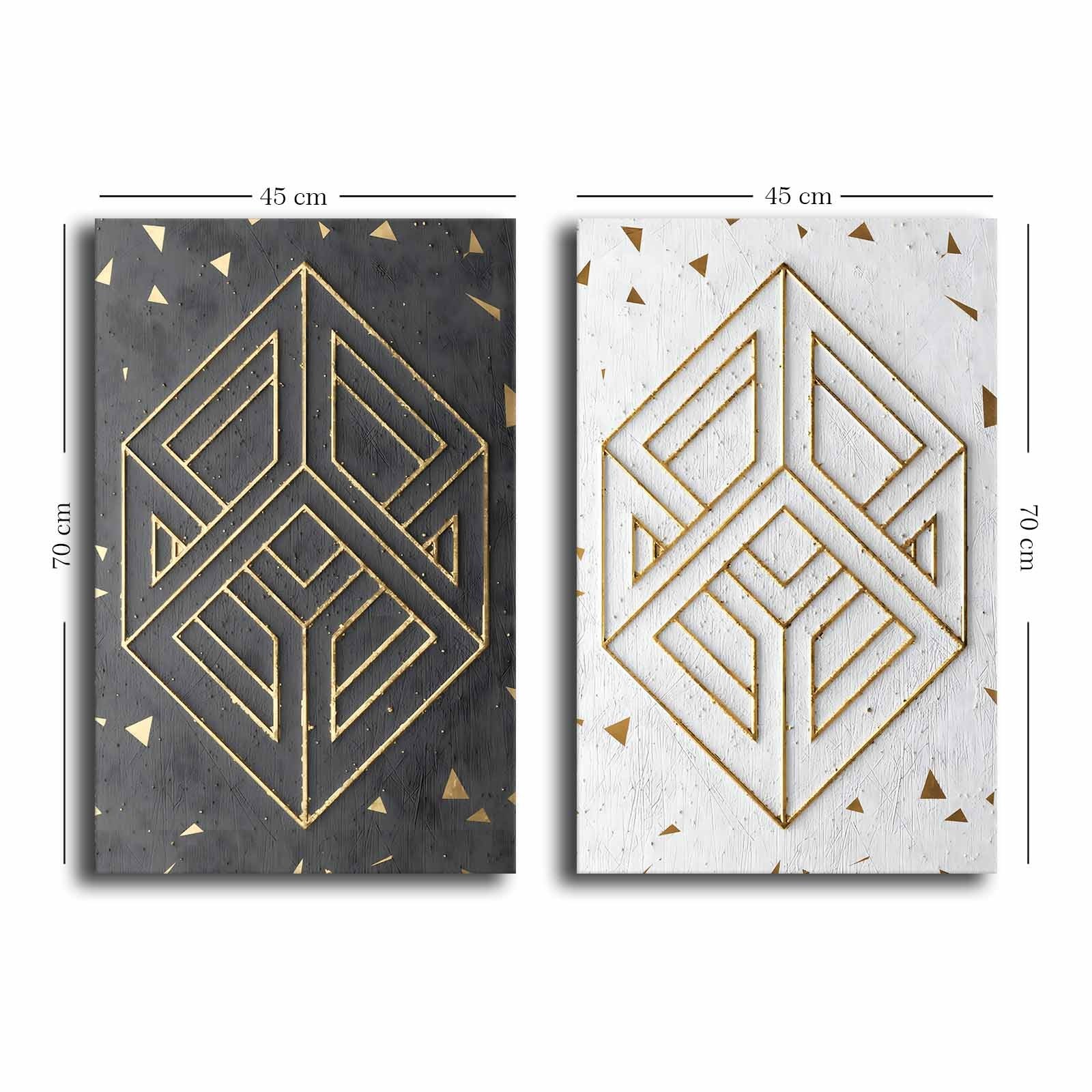 Conjunto de 2 Quadros Decorativos em Tela - Multicolor 45x70cm com Moldura em Pinho