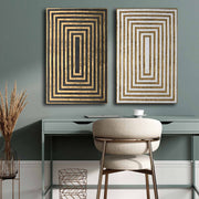 Pintura decorativa em tela (2 peças) – 45 x 70 cm cada – moldura de madeira de pinho