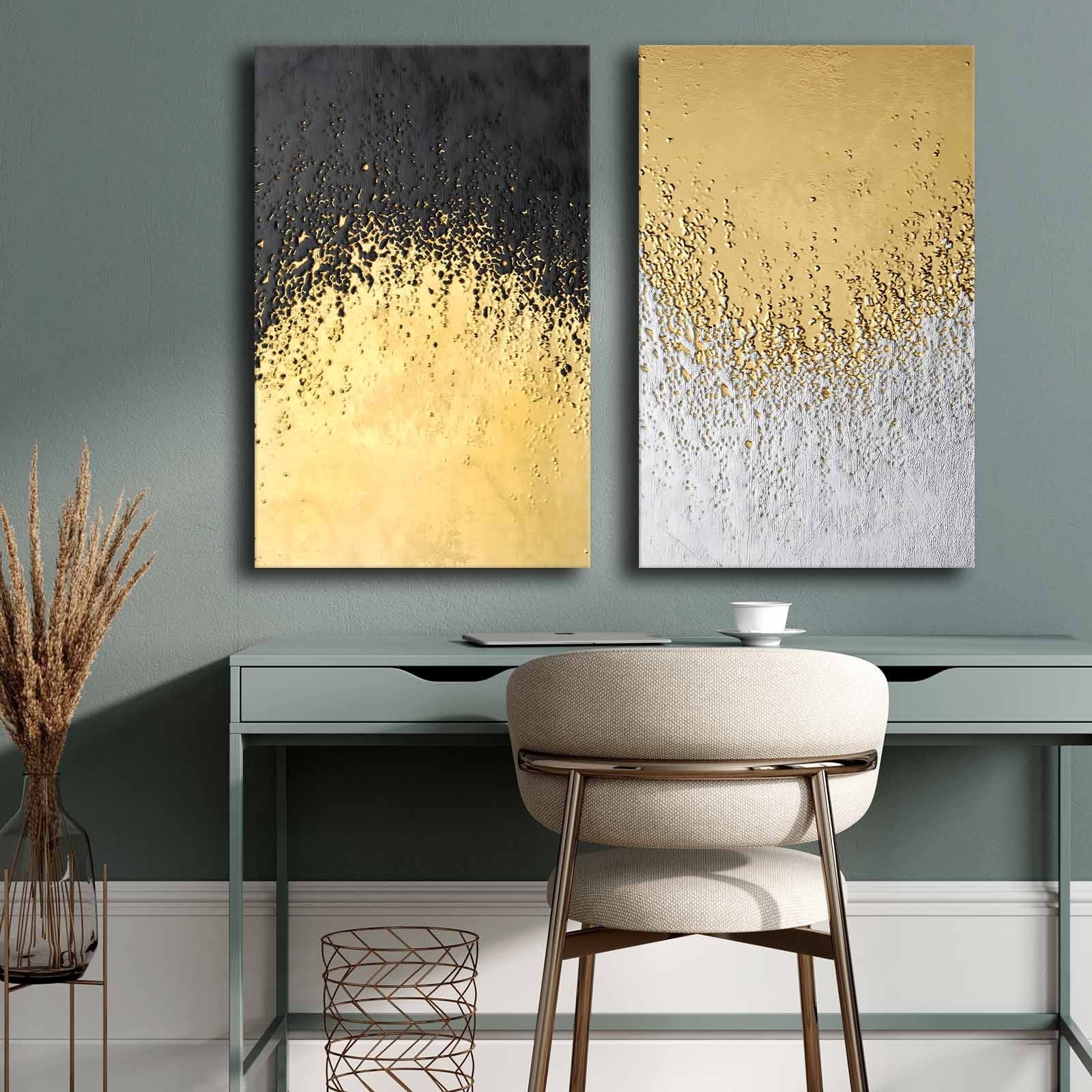 Conjunto de 2 Quadros Decorativos em Tela - Multicolor 45x70cm com Moldura em Pinho