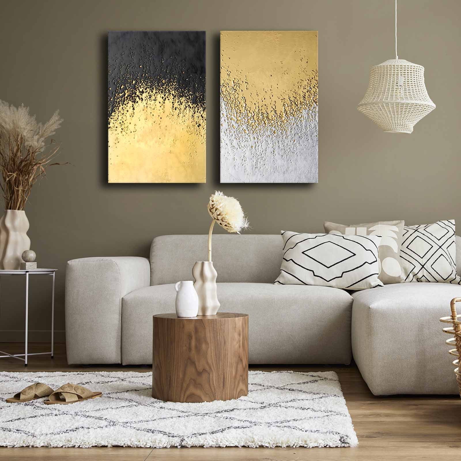 Conjunto de 2 Quadros Decorativos em Tela - Multicolor 45x70cm com Moldura em Pinho