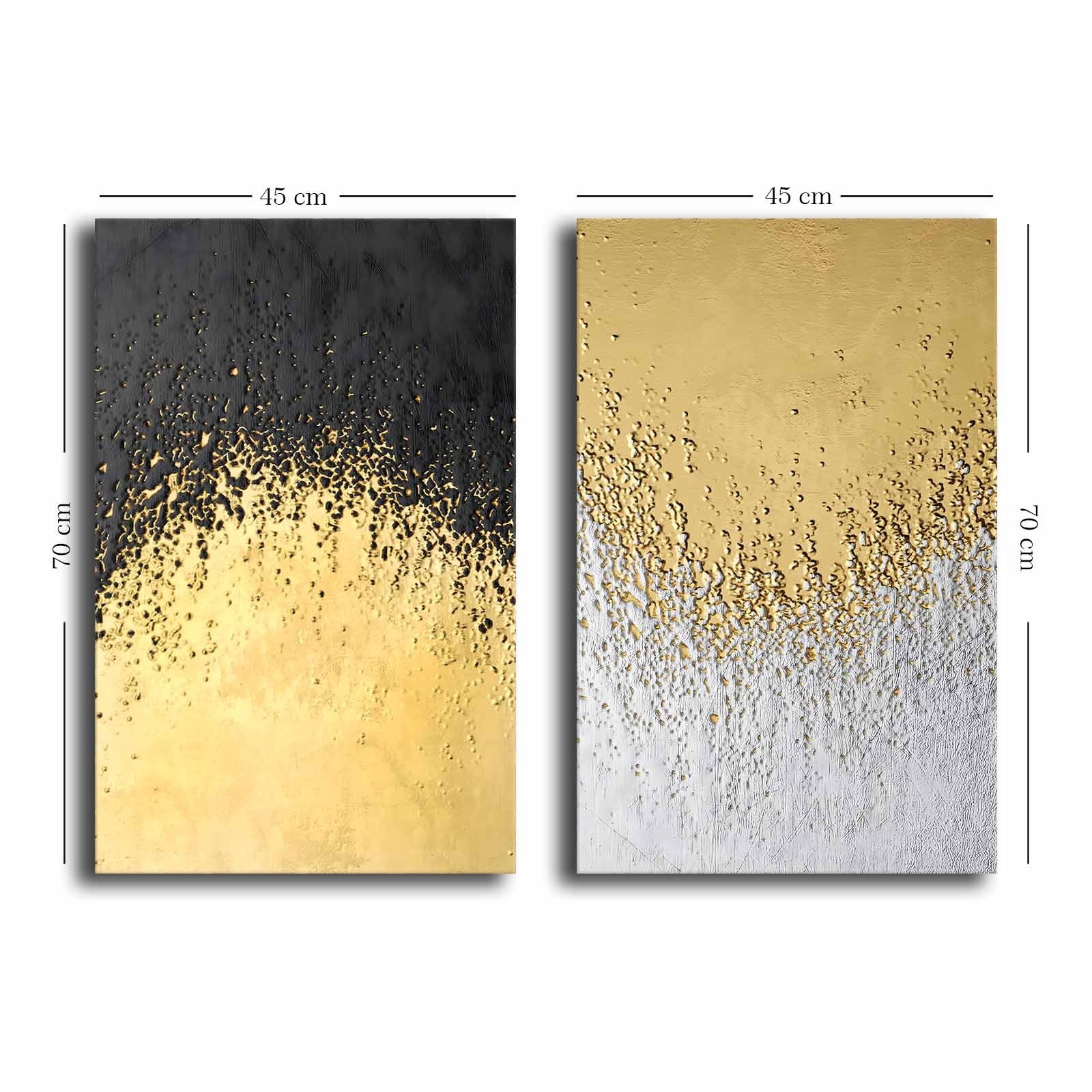 Conjunto de 2 Quadros Decorativos em Tela - Multicolor 45x70cm com Moldura em Pinho