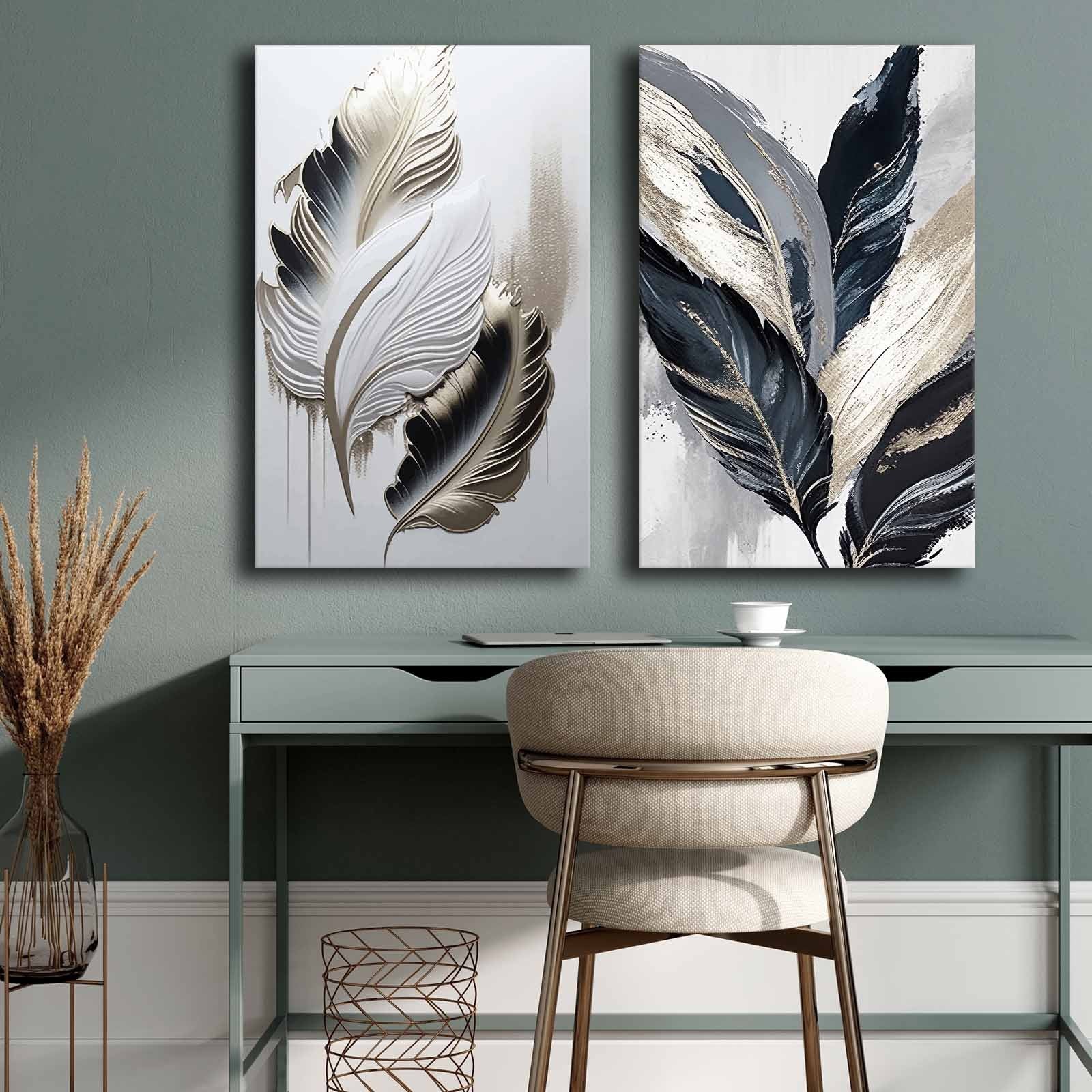 Pinturas decorativas em tela – 45 x 70 cm cada – 100% tela – Moldura 100% madeira de pinho