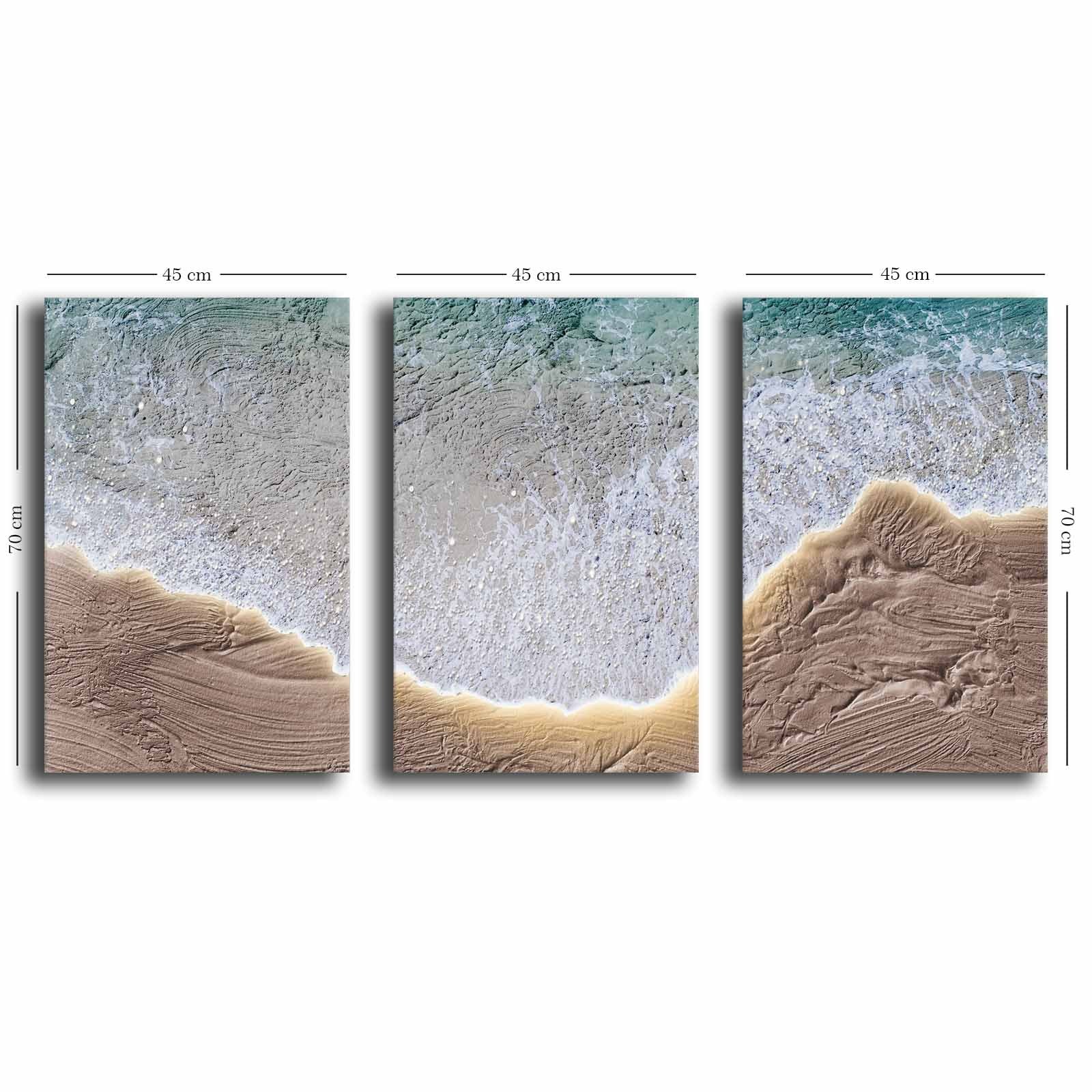 Conjunto de 3 Telas Decorativas Multicolor em Canvas Premium - Moldura Pinho Natural 145x70cm