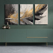 Conjunto de Pinturas Decorativas em Tela (3 peças) – 45 x 70 cm cada – Madeira de Pinho – 100% Tela