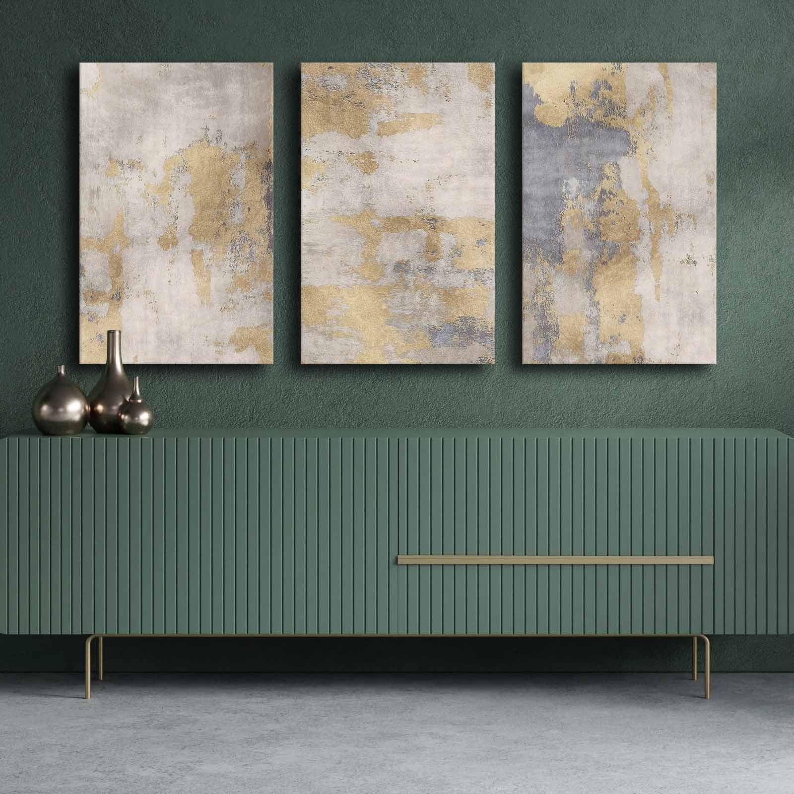 Conjunto de pinturas decorativas em tela – 45 x 70 cm cada – madeira de pinho