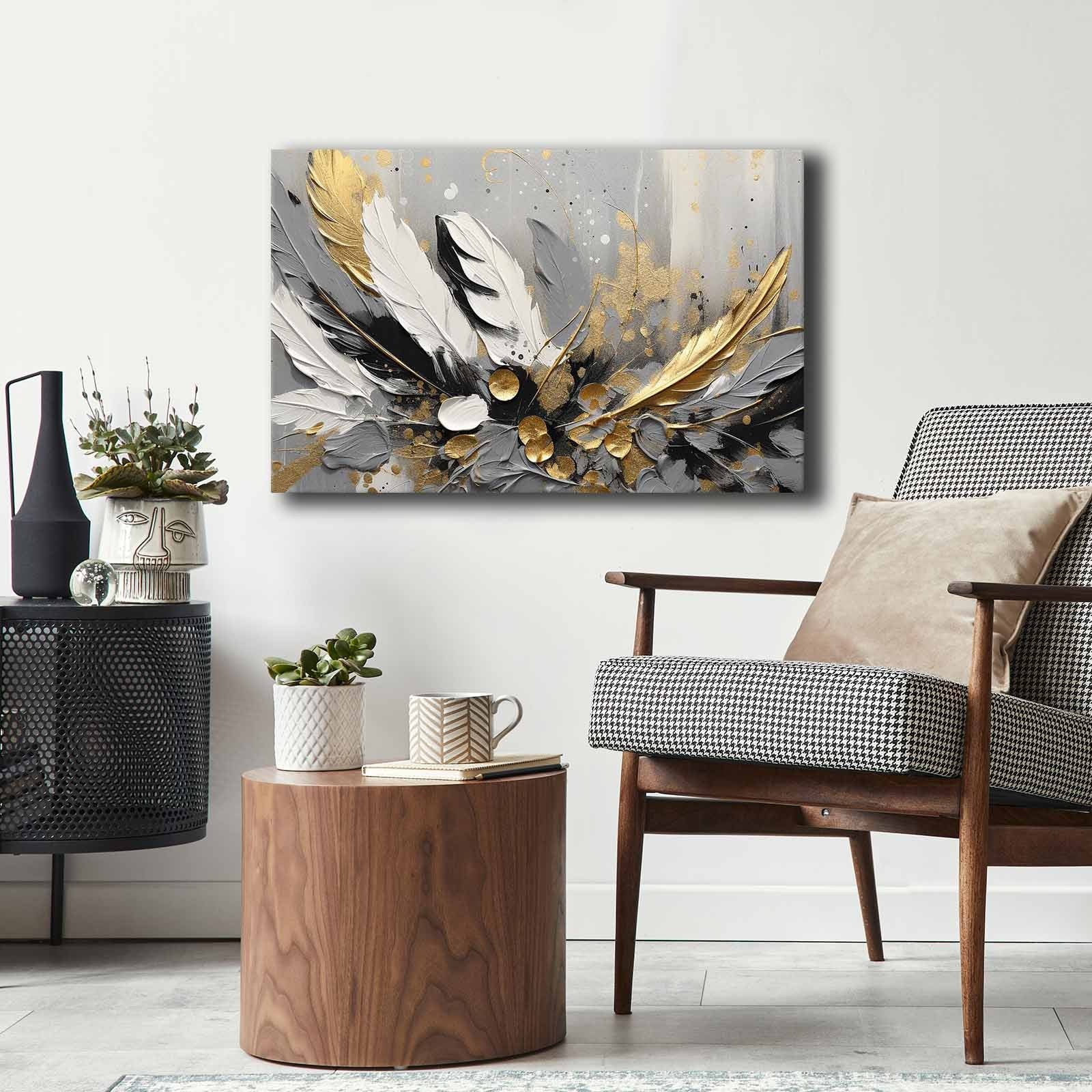 Quadro Decorativo em Tela Multicolor 45x70cm com Moldura de Pinho - Arte Premium para Decoração de Interiores