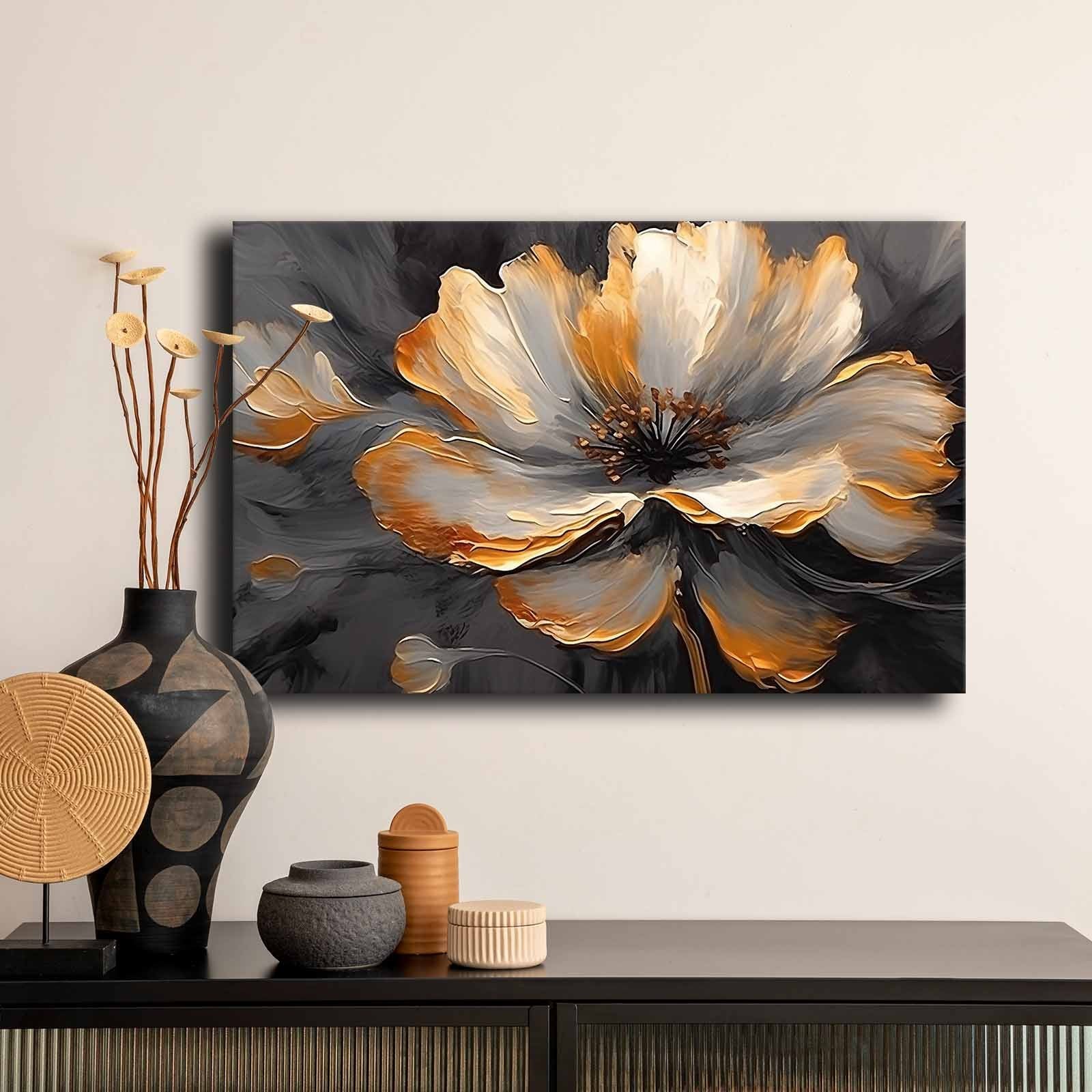 Quadro Decorativo em Tela Multicolor 45x70cm com Moldura de Pinho - Arte Premium para Decoração de Interiores