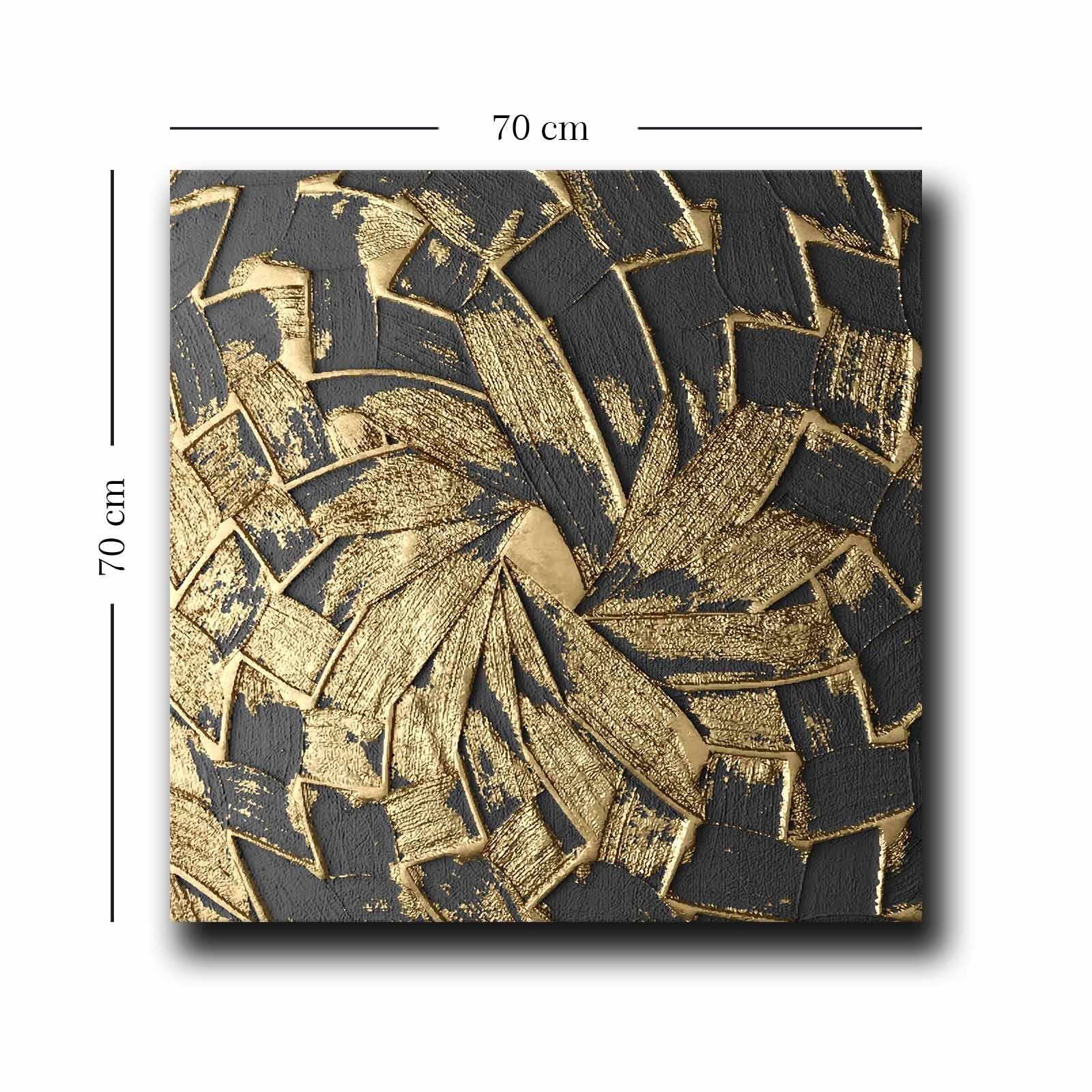 Quadro Decorativo em Tela 70x70cm - Pintura Multicolor em Canvas Premium com Moldura de Pinho Natural