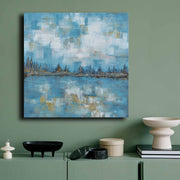 Quadro Decorativo em Tela 70x70cm - Pintura Multicolor em Canvas Premium com Moldura de Pinho Natural