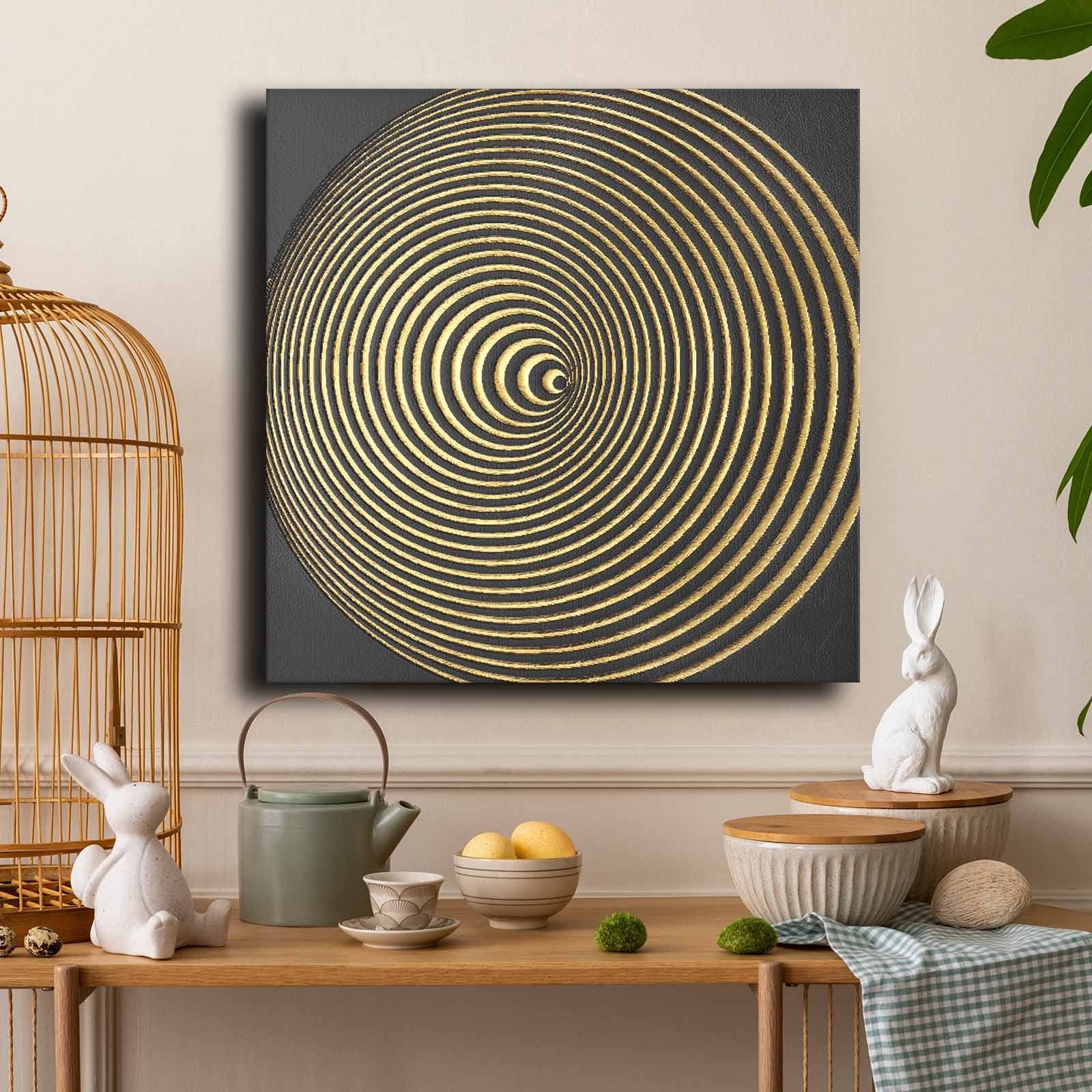 Quadro Decorativo em Tela 70x70cm - Pintura Multicolor em Canvas Premium com Moldura de Pinho Natural