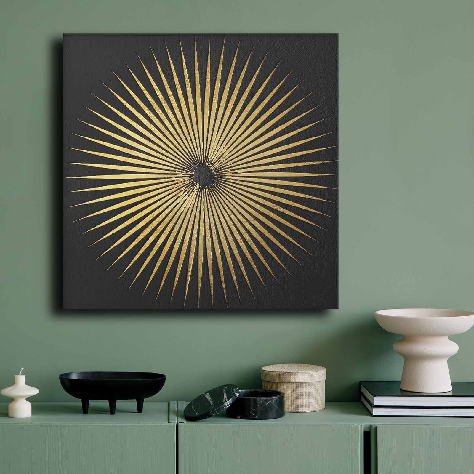 Quadro Decorativo em Tela 70x70cm - Pintura Multicolor em Canvas Premium com Moldura de Pinho Natural