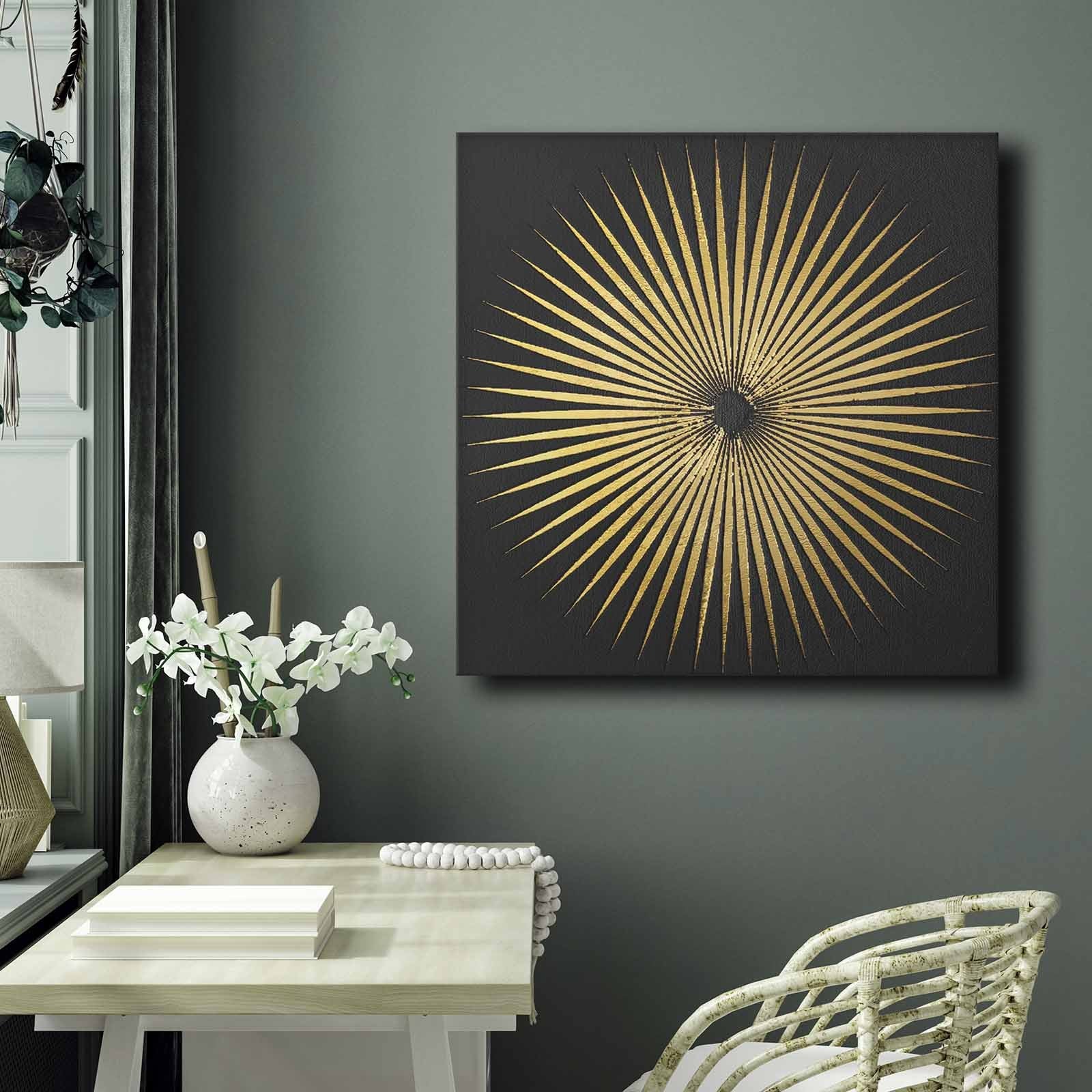 Quadro Decorativo em Tela 70x70cm - Pintura Multicolor em Canvas Premium com Moldura de Pinho Natural