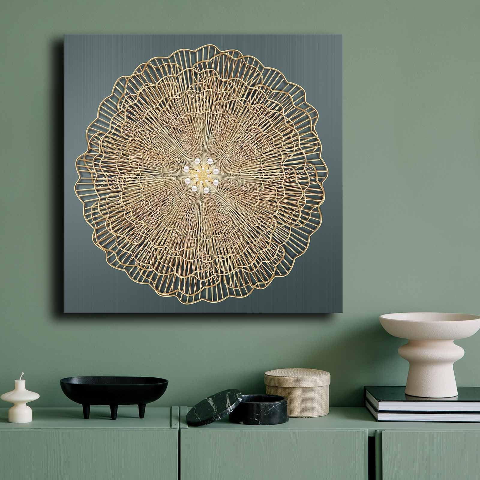 Quadro Decorativo em Tela 70x70cm - Pintura Multicolor em Canvas Premium com Moldura de Pinho Natural