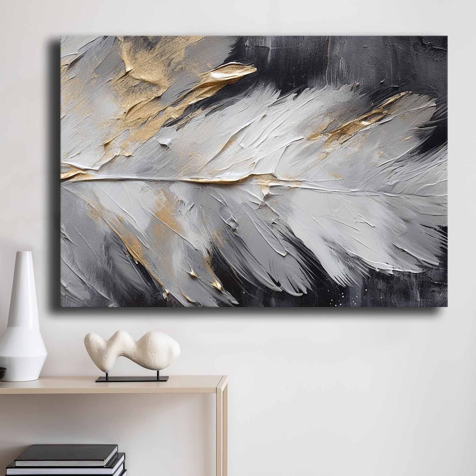 Quadro Decorativo em Tela 70x100cm - Pintura Multicolor em Canvas Premium com Moldura de Pinho Natural