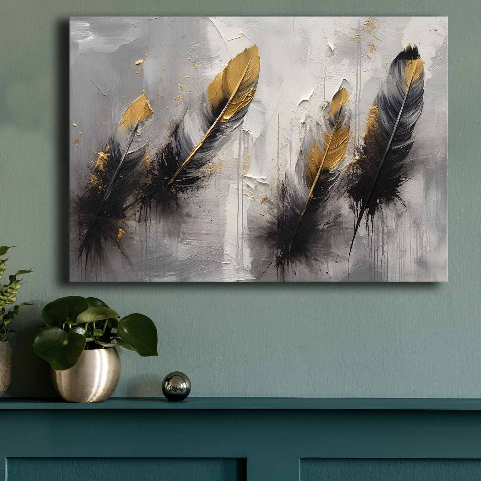 Quadro Decorativo em Tela 70x100cm - Pintura Multicolor em Canvas Premium com Moldura de Pinho Natural