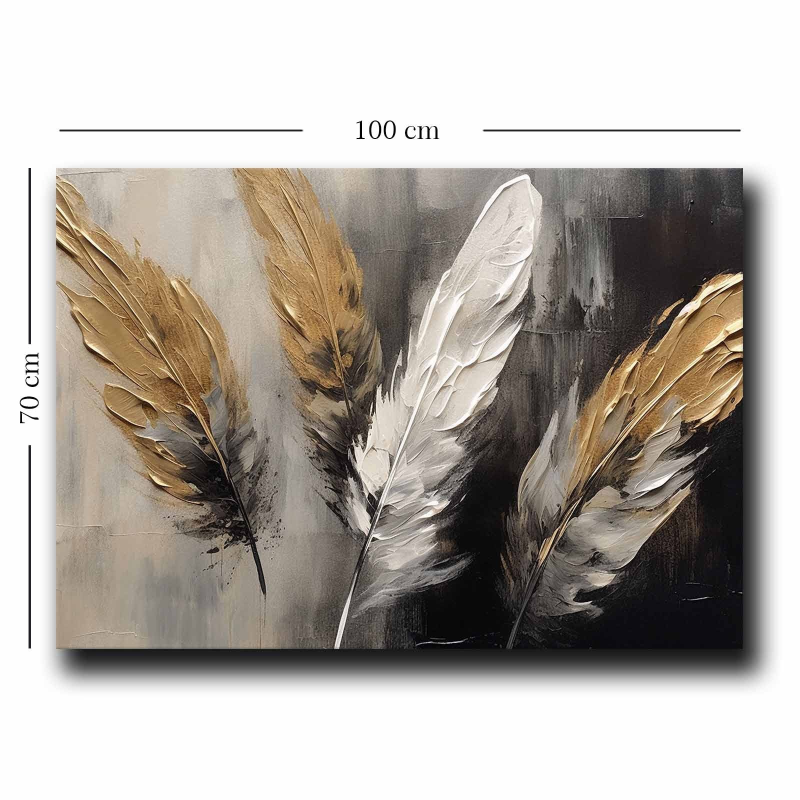 Quadro Decorativo em Tela 70x100cm - Pintura Multicolor em Canvas Premium com Moldura de Pinho Natural