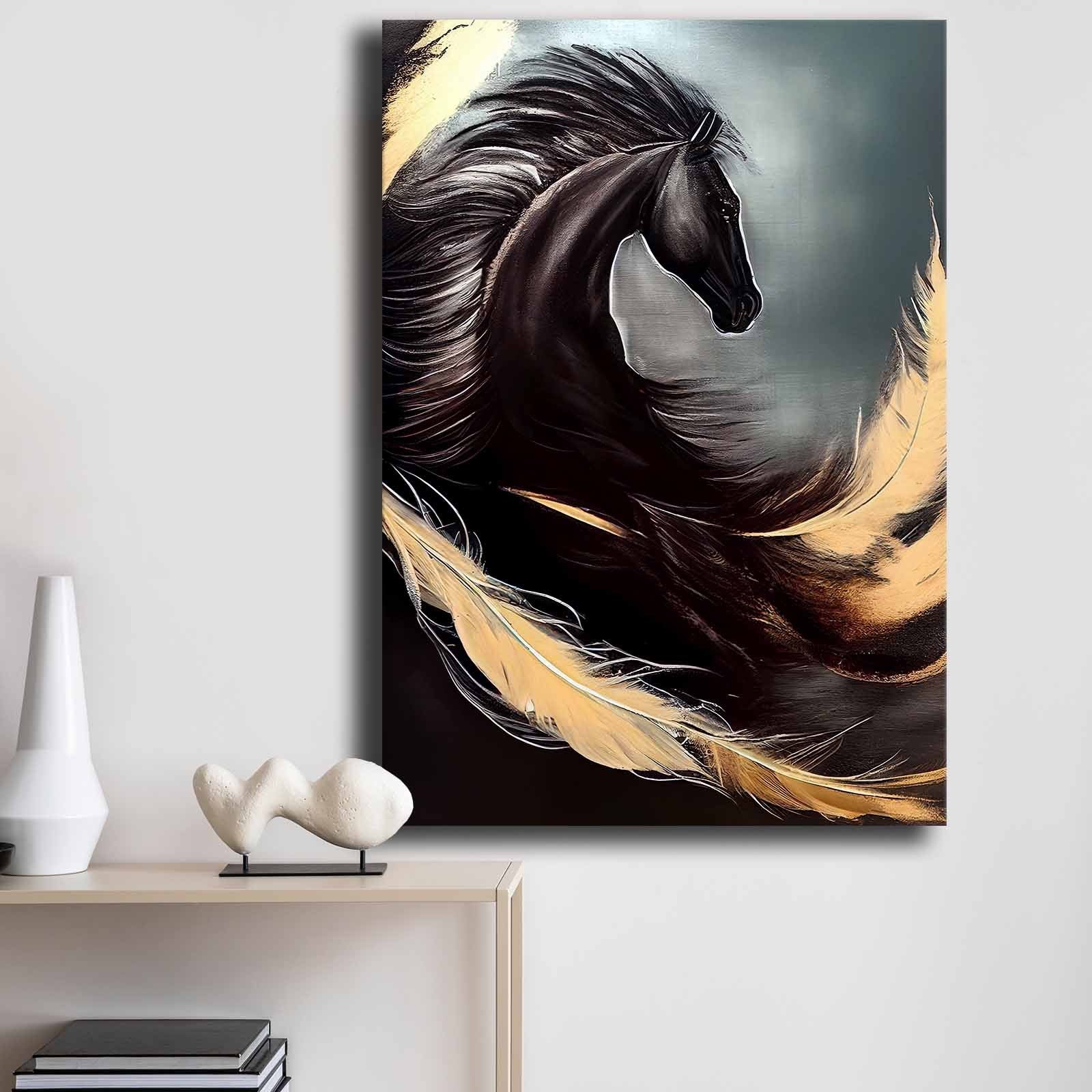 Quadro Decorativo em Tela 70x100cm - Pintura Multicolor em Canvas Premium com Moldura de Pinho Natural