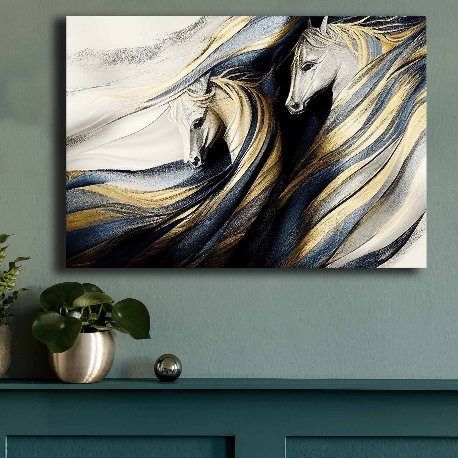 Quadro Decorativo em Tela 70x100cm - Pintura Multicolor em Canvas Premium com Moldura de Pinho Natural