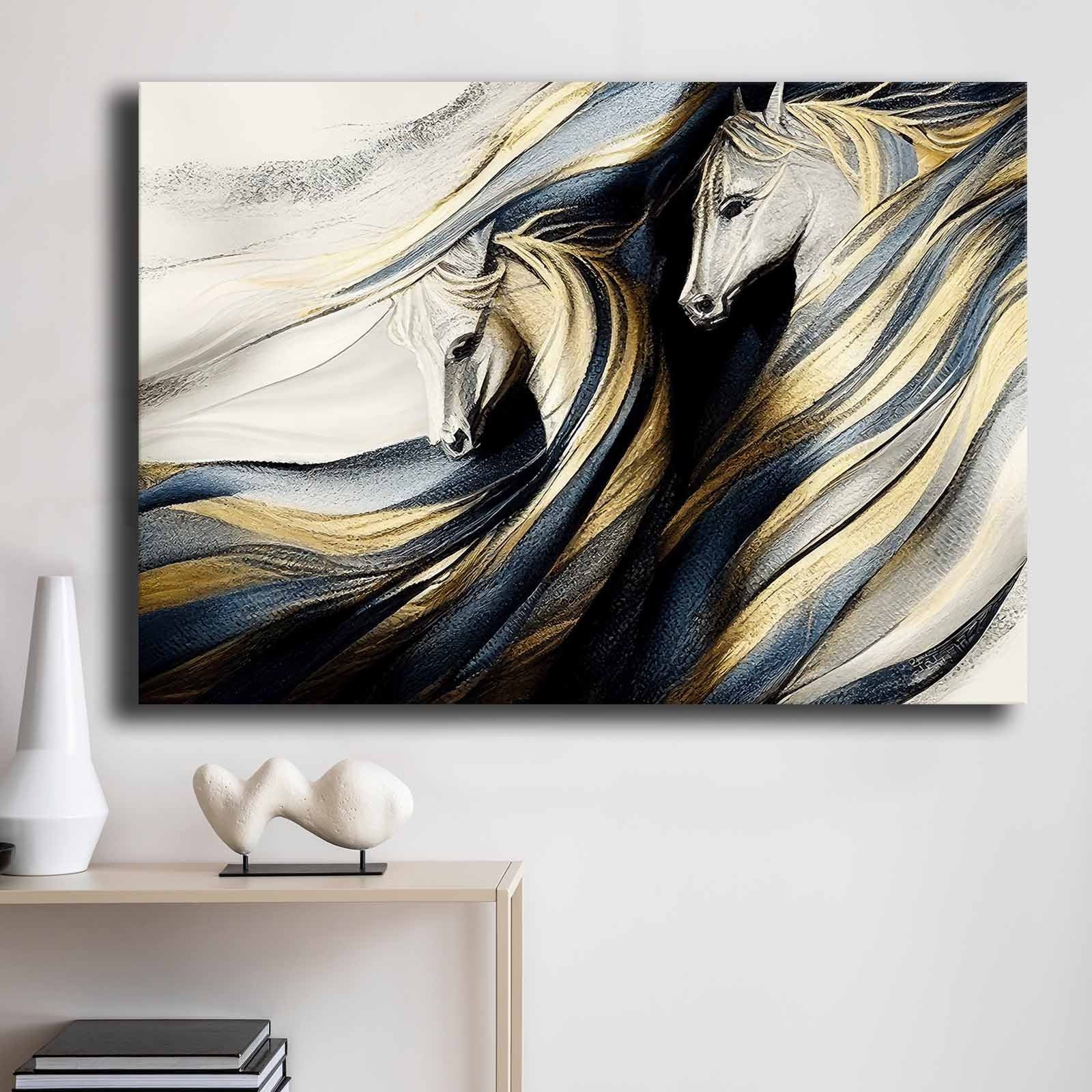 Quadro Decorativo em Tela 70x100cm - Pintura Multicolor em Canvas Premium com Moldura de Pinho Natural