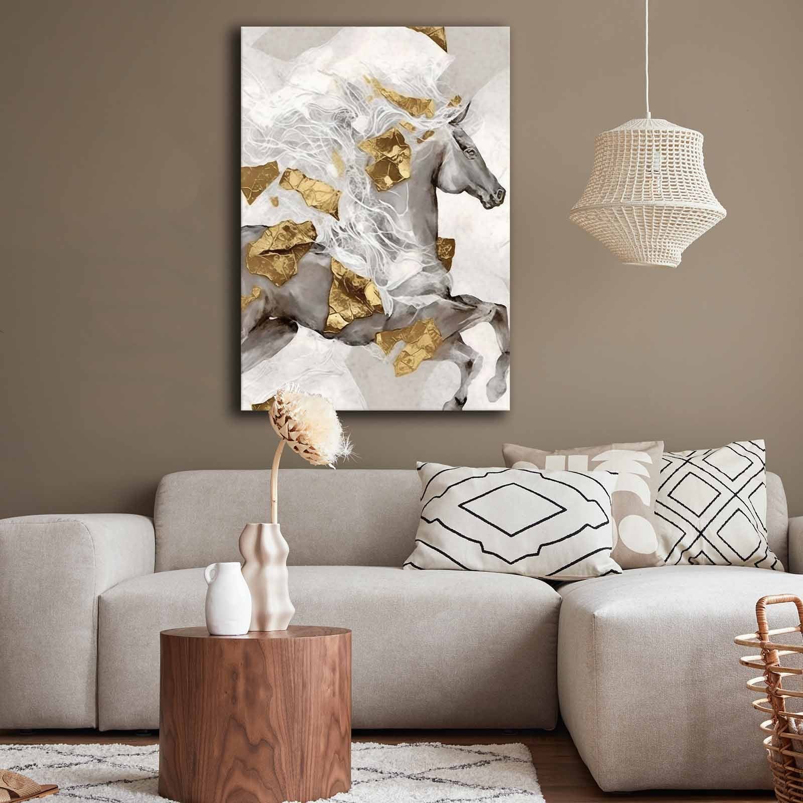 Quadro Decorativo em Tela 70x100cm - Pintura Multicolor em Canvas Premium com Moldura de Pinho Natural