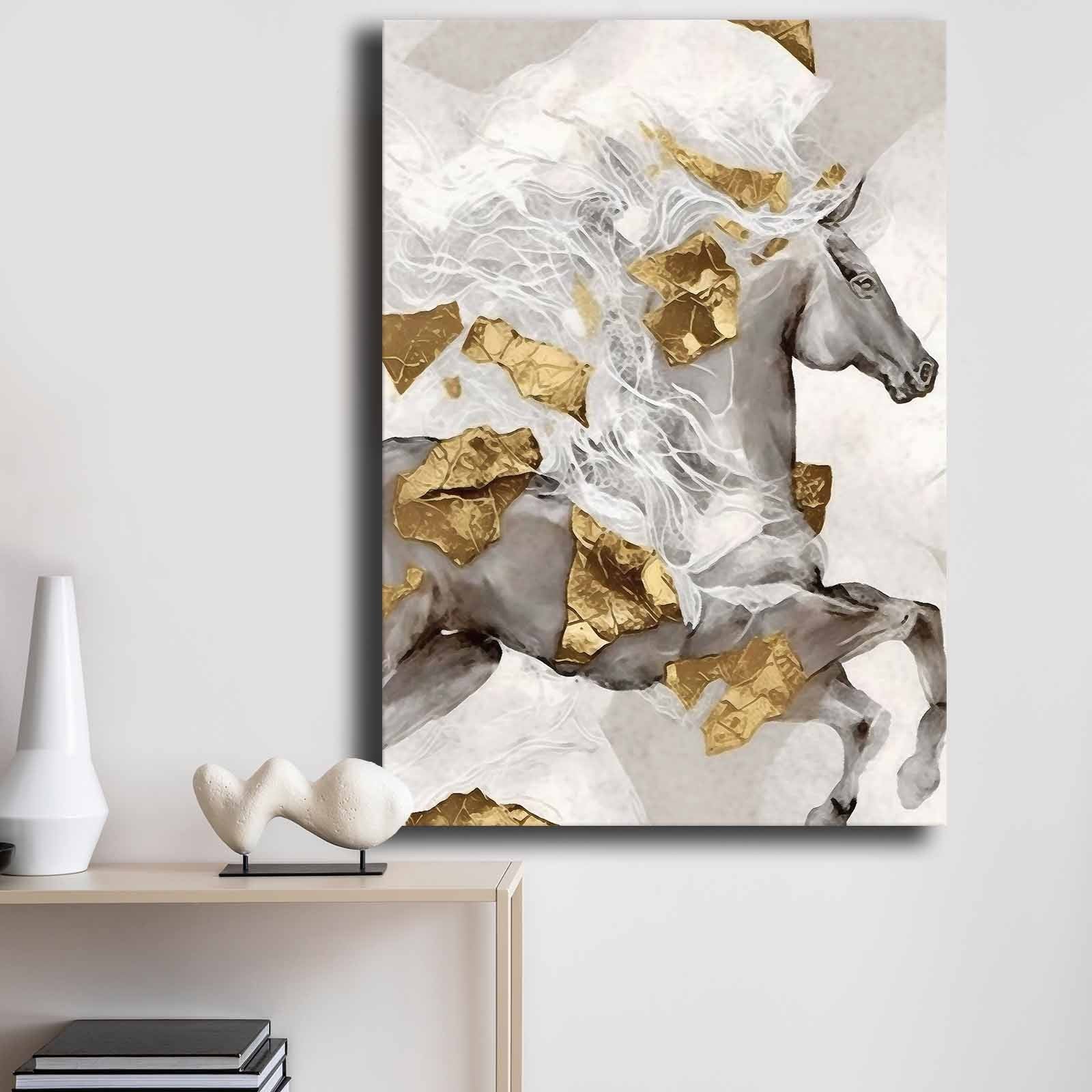 Quadro Decorativo em Tela 70x100cm - Pintura Multicolor em Canvas Premium com Moldura de Pinho Natural