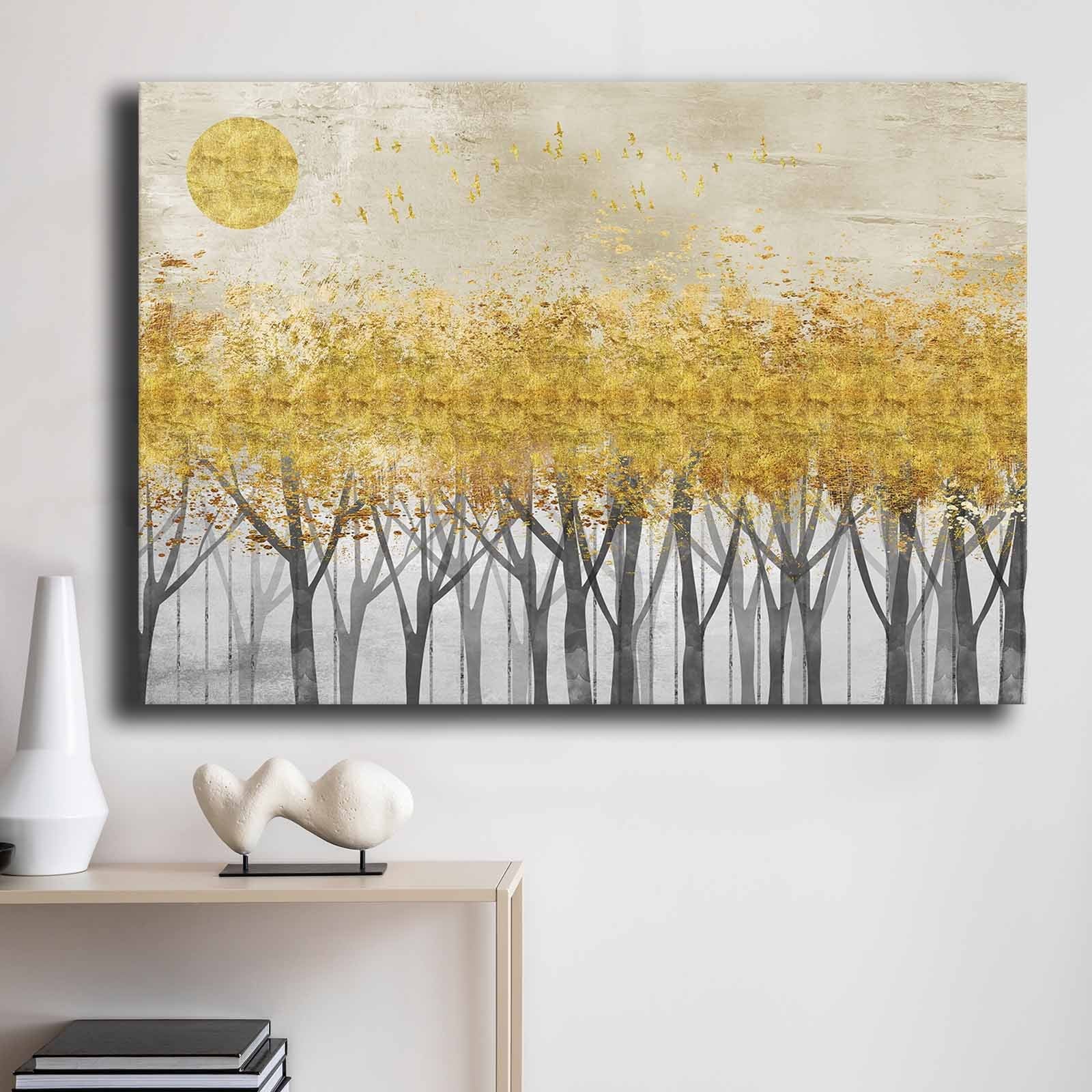 Quadro Decorativo em Tela 70x100cm - Pintura Multicolor em Canvas Premium com Moldura de Pinho Natural