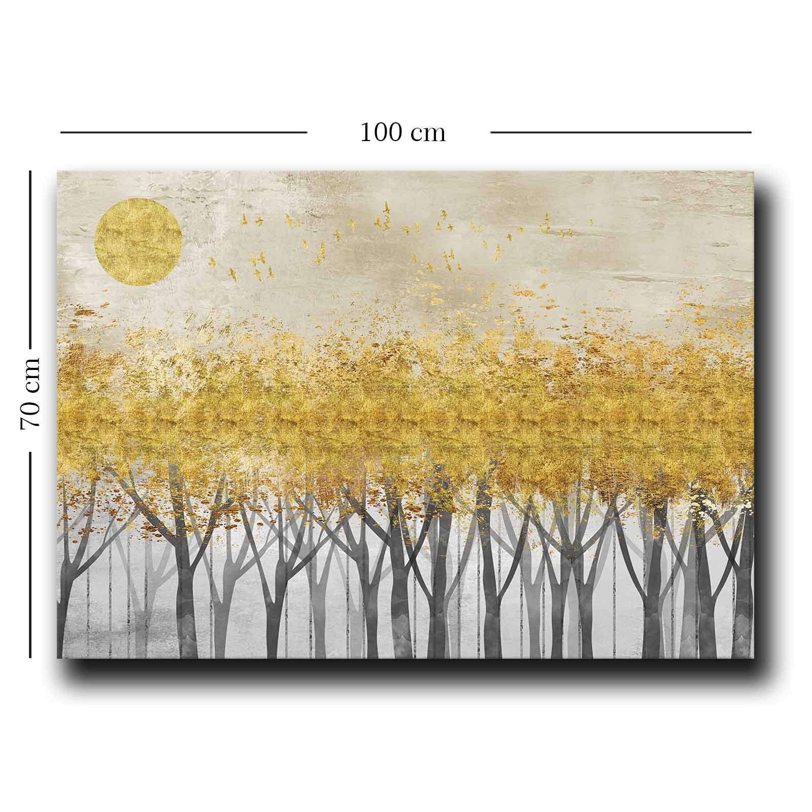 Quadro Decorativo em Tela 70x100cm - Pintura Multicolor em Canvas Premium com Moldura de Pinho Natural