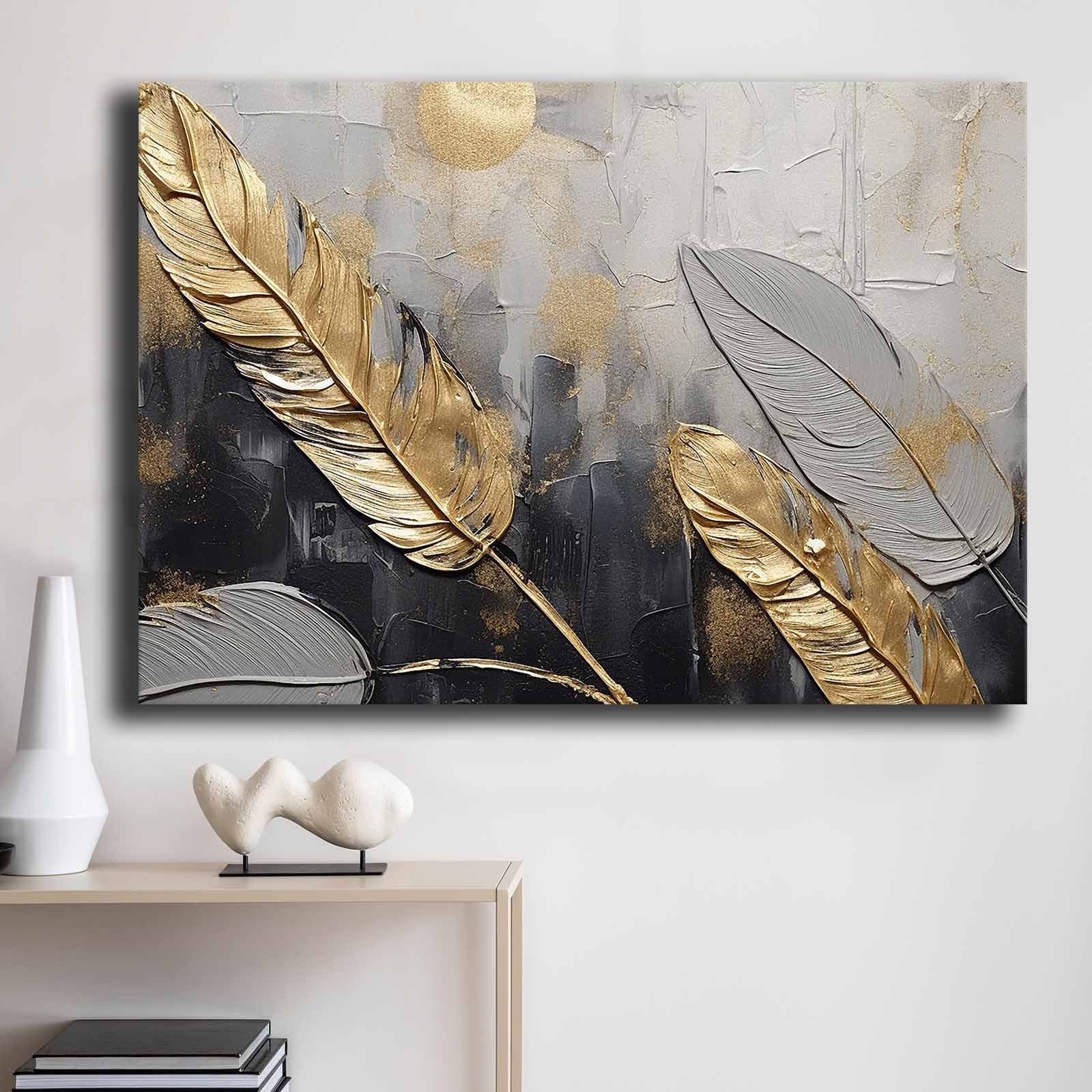 Quadro Decorativo em Tela 70x100cm - Pintura Multicolor em Canvas Premium com Moldura de Pinho Natural