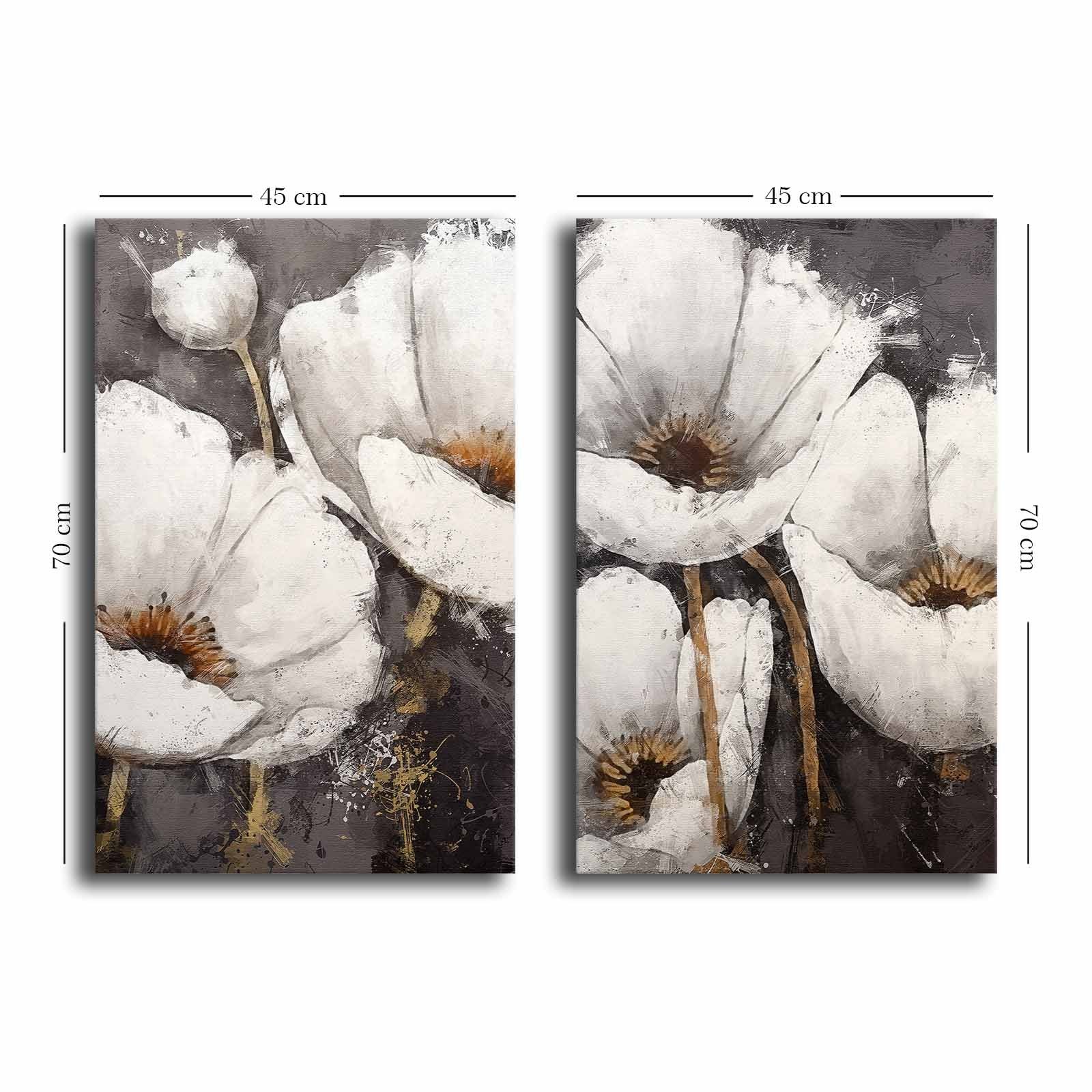 Conjunto de 2 Quadros Decorativos em Tela - Multicolor 45x70cm com Moldura em Pinho