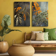 Conjunto de 3 Quadros Decorativos em Tela - Multicolor 95x70cm com Moldura em Pinho