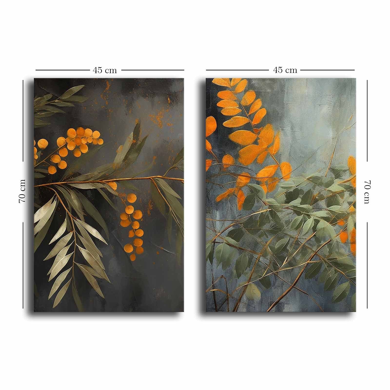 Conjunto de 3 Quadros Decorativos em Tela - Multicolor 95x70cm com Moldura em Pinho