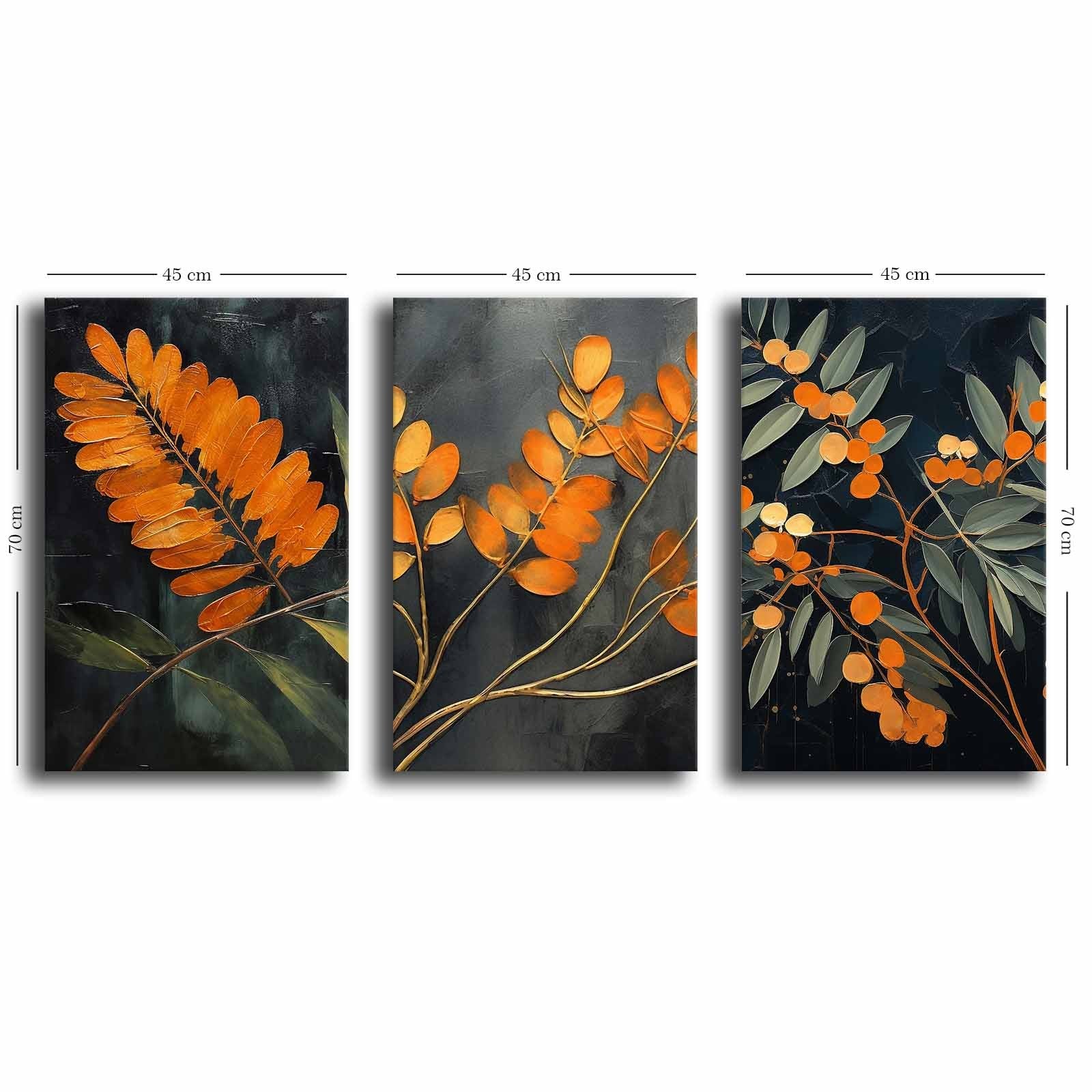 Conjunto de 3 Telas Decorativas Multicolor em Canvas Premium com Moldura de Pinho - 45x70cm