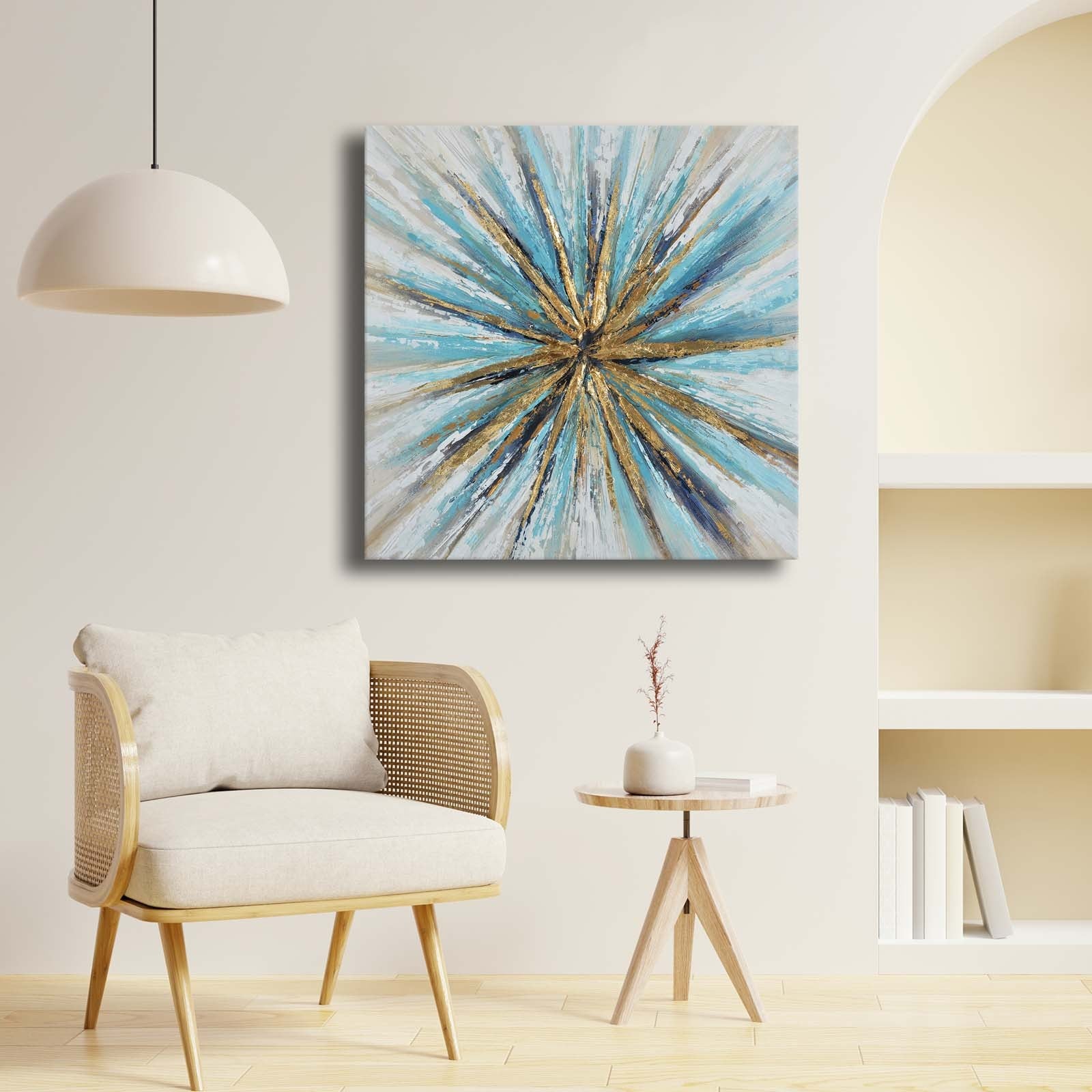 Quadro Decorativo em Tela Multicolor 69x69cm - Moldura Madeira de Pinho - Canvas Premium 2,8mm