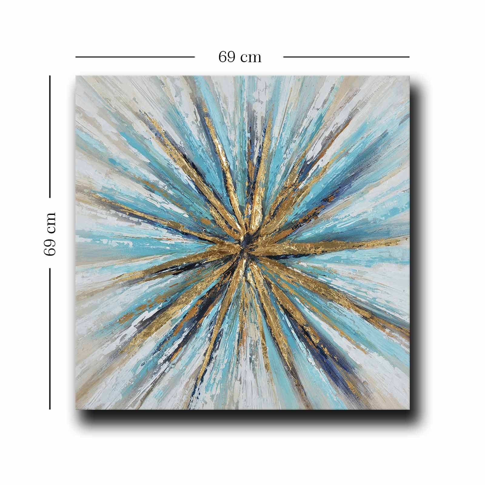 Quadro Decorativo em Tela Multicolor 69x69cm - Moldura Madeira de Pinho - Canvas Premium 2,8mm