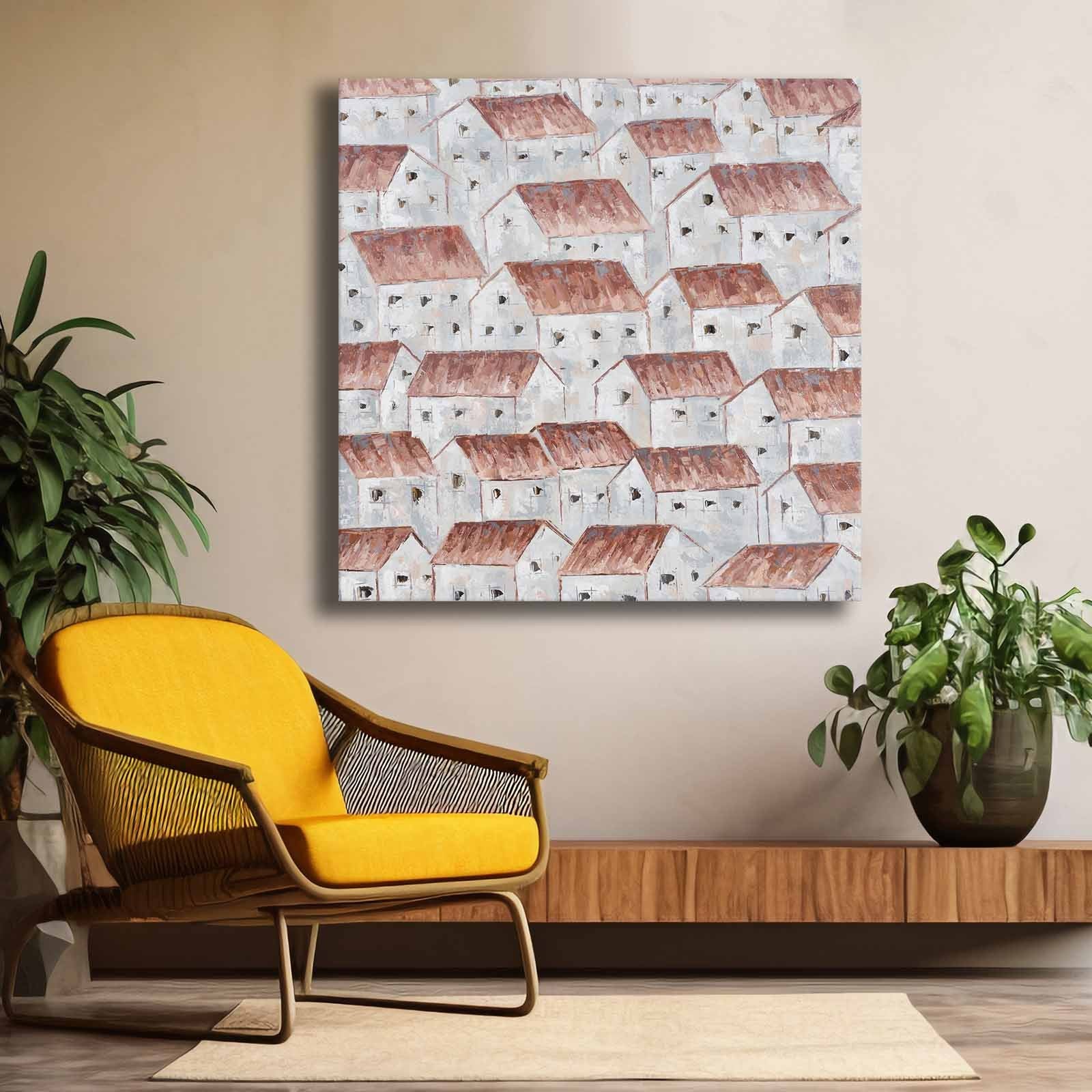 Quadro Decorativo em Tela Multicolor 69x69cm - Moldura Madeira de Pinho - Canvas Premium 2,8mm