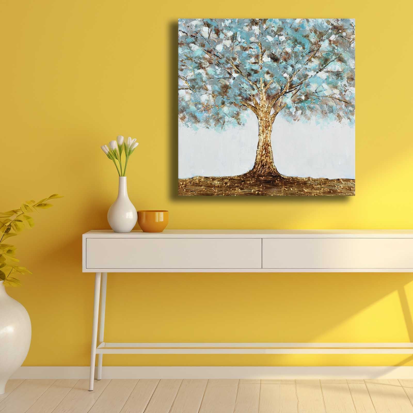 Quadro Decorativo em Tela Multicolor 69x69cm - Moldura Madeira de Pinho - Canvas Premium 2,8mm