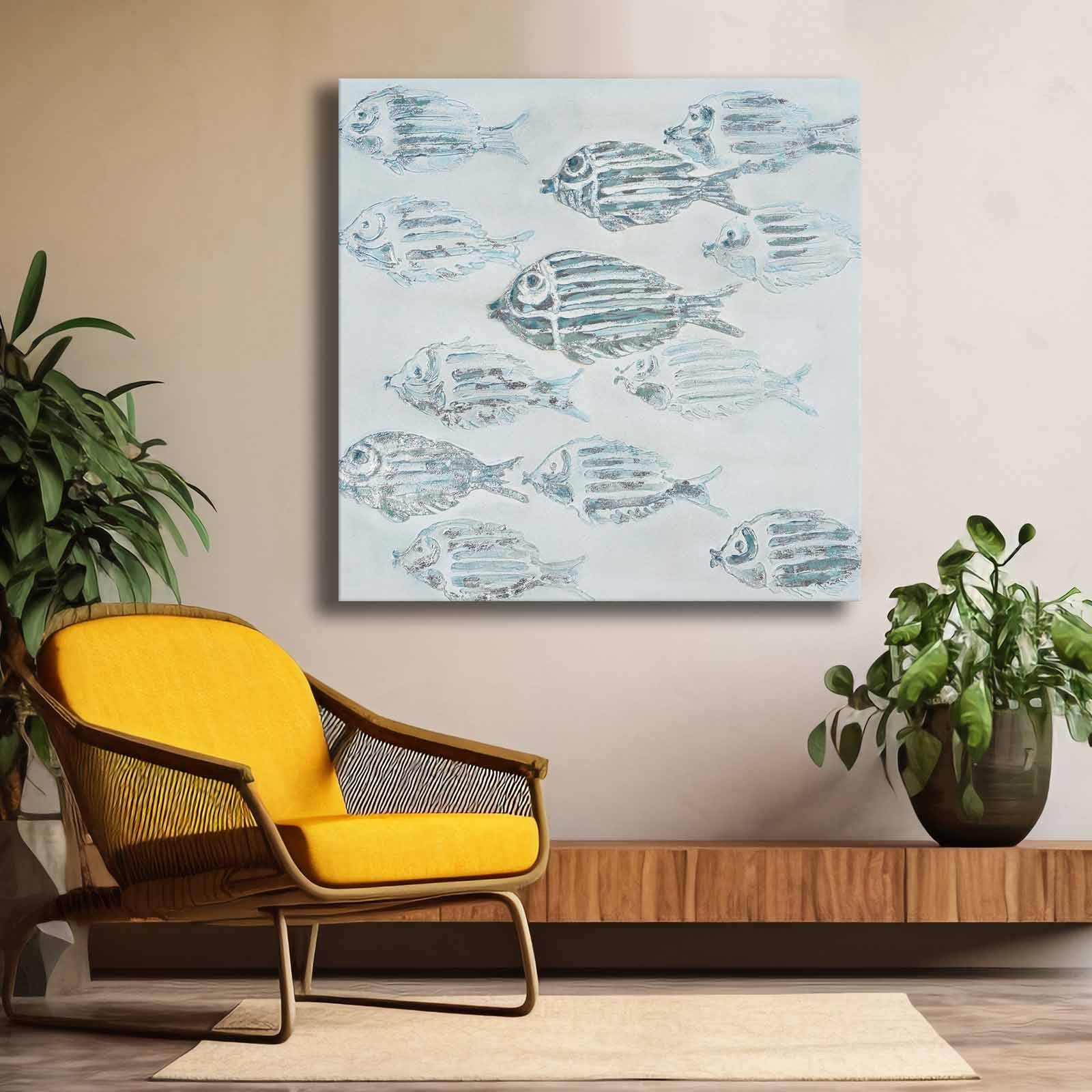 Quadro Decorativo em Tela Multicolor 69x69cm - Moldura Madeira de Pinho - Canvas Premium 2,8mm