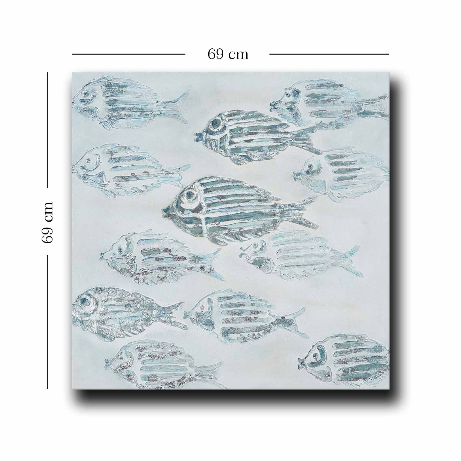 Quadro Decorativo em Tela Multicolor 69x69cm - Moldura Madeira de Pinho - Canvas Premium 2,8mm