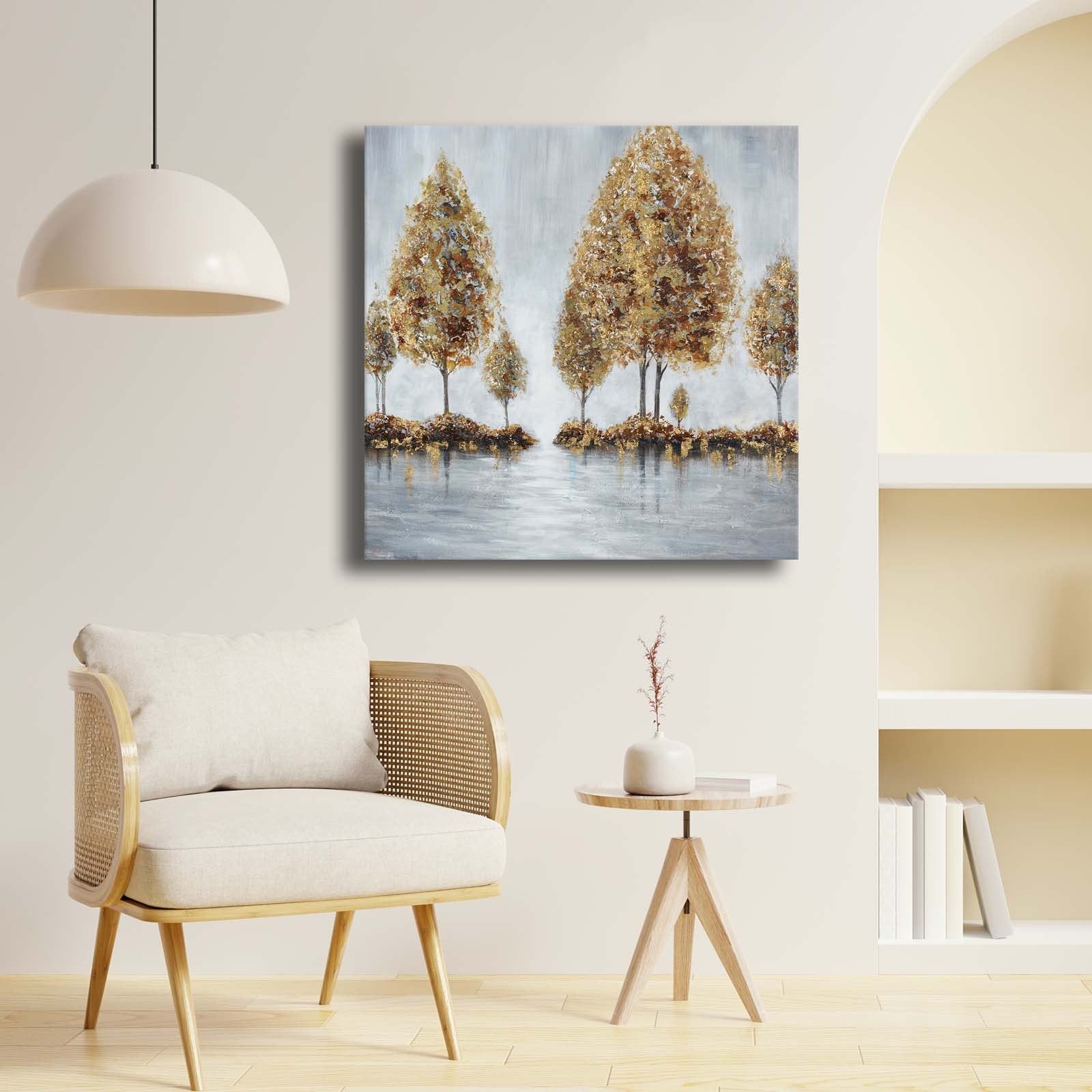 Quadro Decorativo em Tela Multicolor 69x69cm - Moldura Madeira de Pinho - Canvas Premium 2,8mm