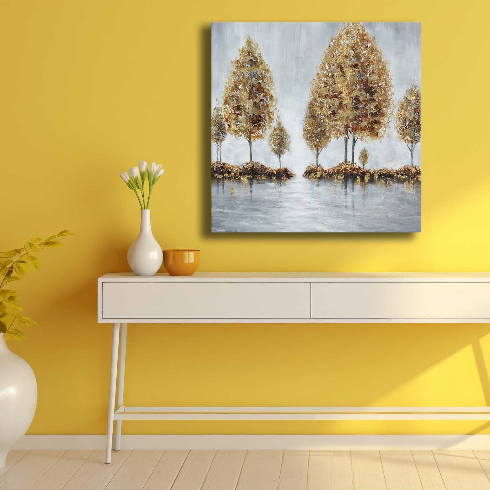 Quadro Decorativo em Tela Multicolor 69x69cm - Moldura Madeira de Pinho - Canvas Premium 2,8mm