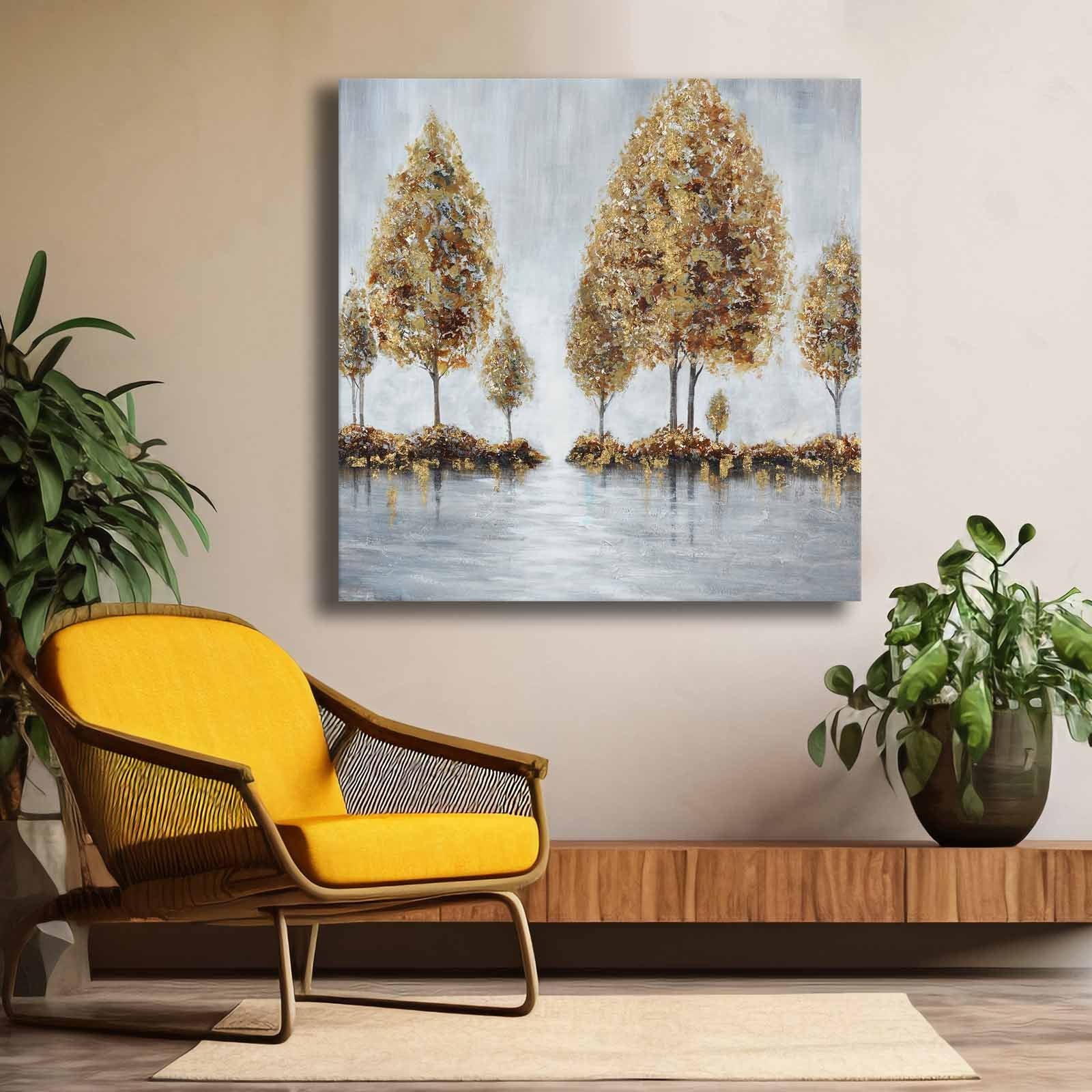 Quadro Decorativo em Tela Multicolor 69x69cm - Moldura Madeira de Pinho - Canvas Premium 2,8mm