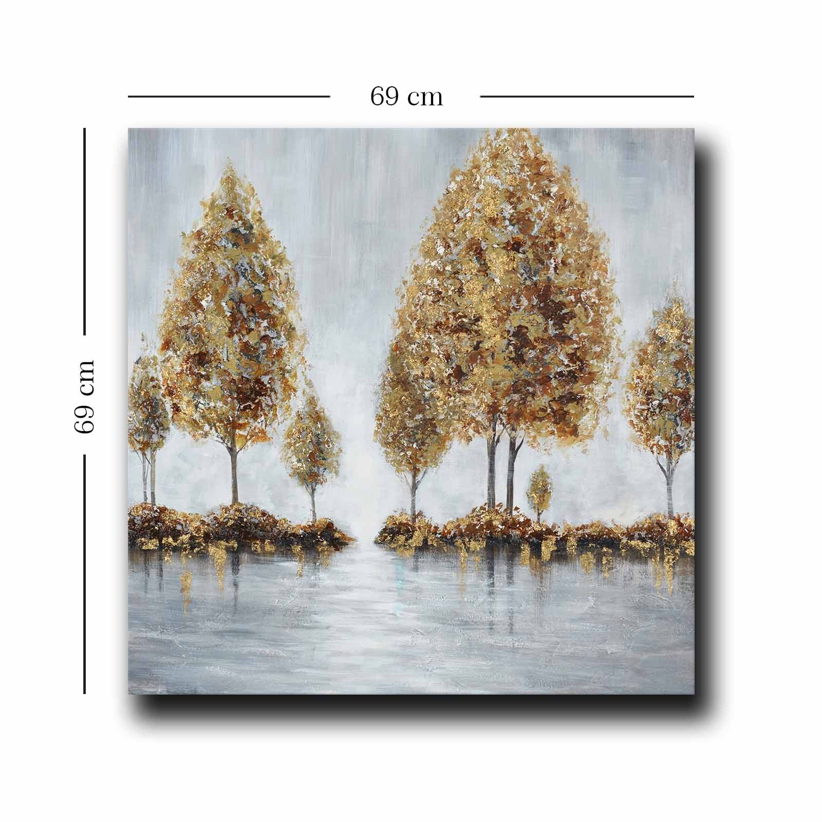 Quadro Decorativo em Tela Multicolor 69x69cm - Moldura Madeira de Pinho - Canvas Premium 2,8mm