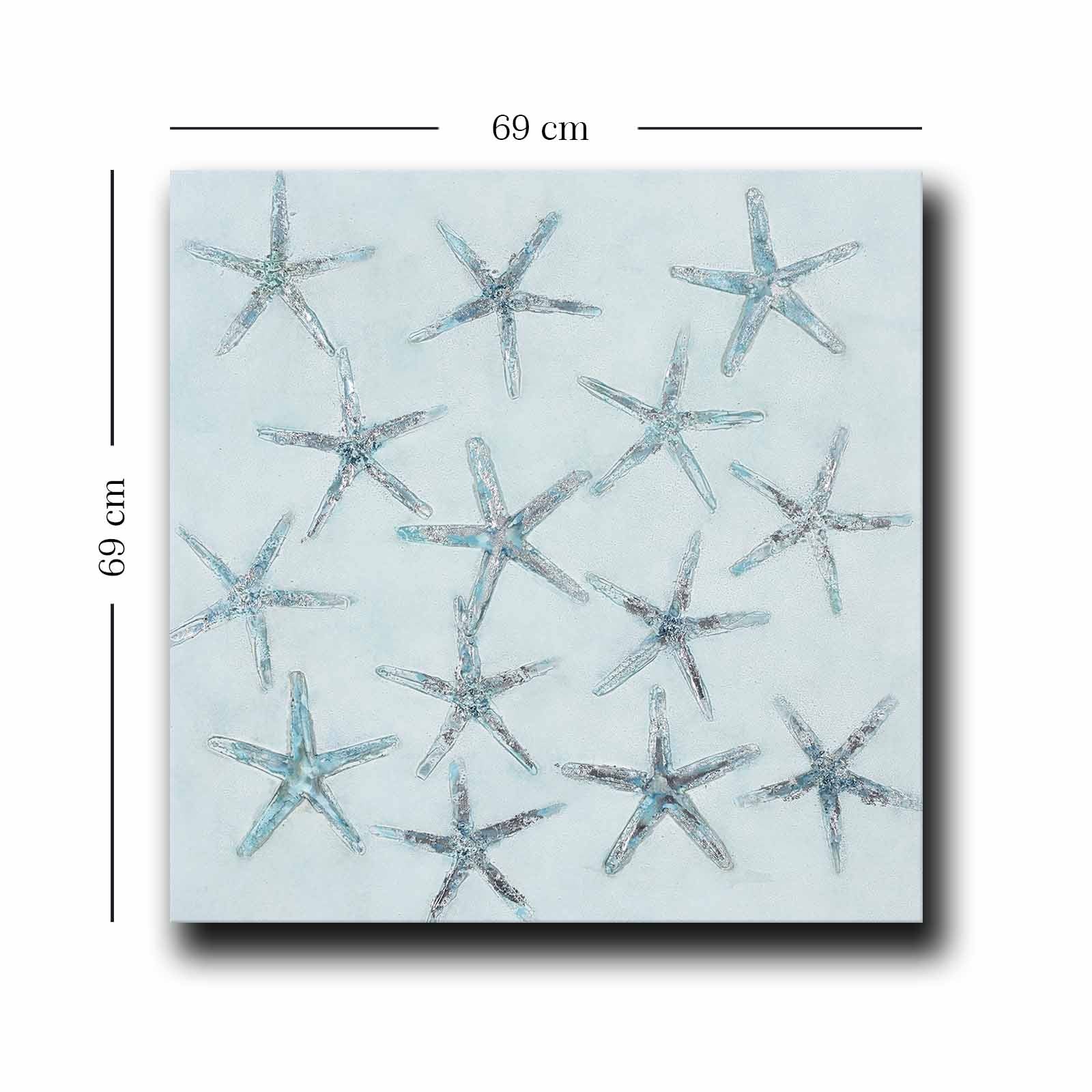 Quadro Decorativo em Tela Multicolor 69x69cm - Moldura Madeira de Pinho - Canvas Premium 2,8mm