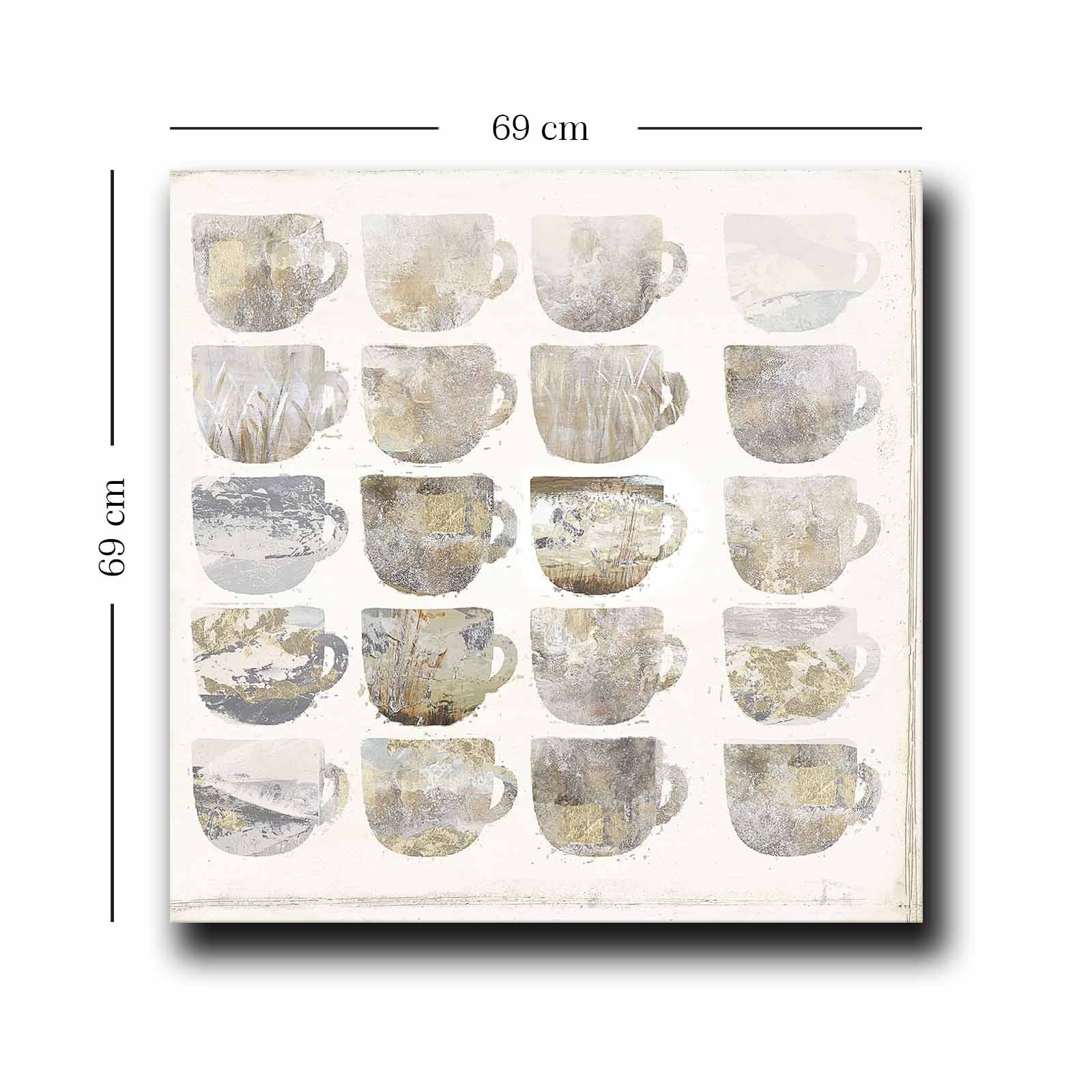 Quadro Decorativo em Tela Multicolor 69x69cm - Moldura Madeira de Pinho - Canvas Premium 2,8mm