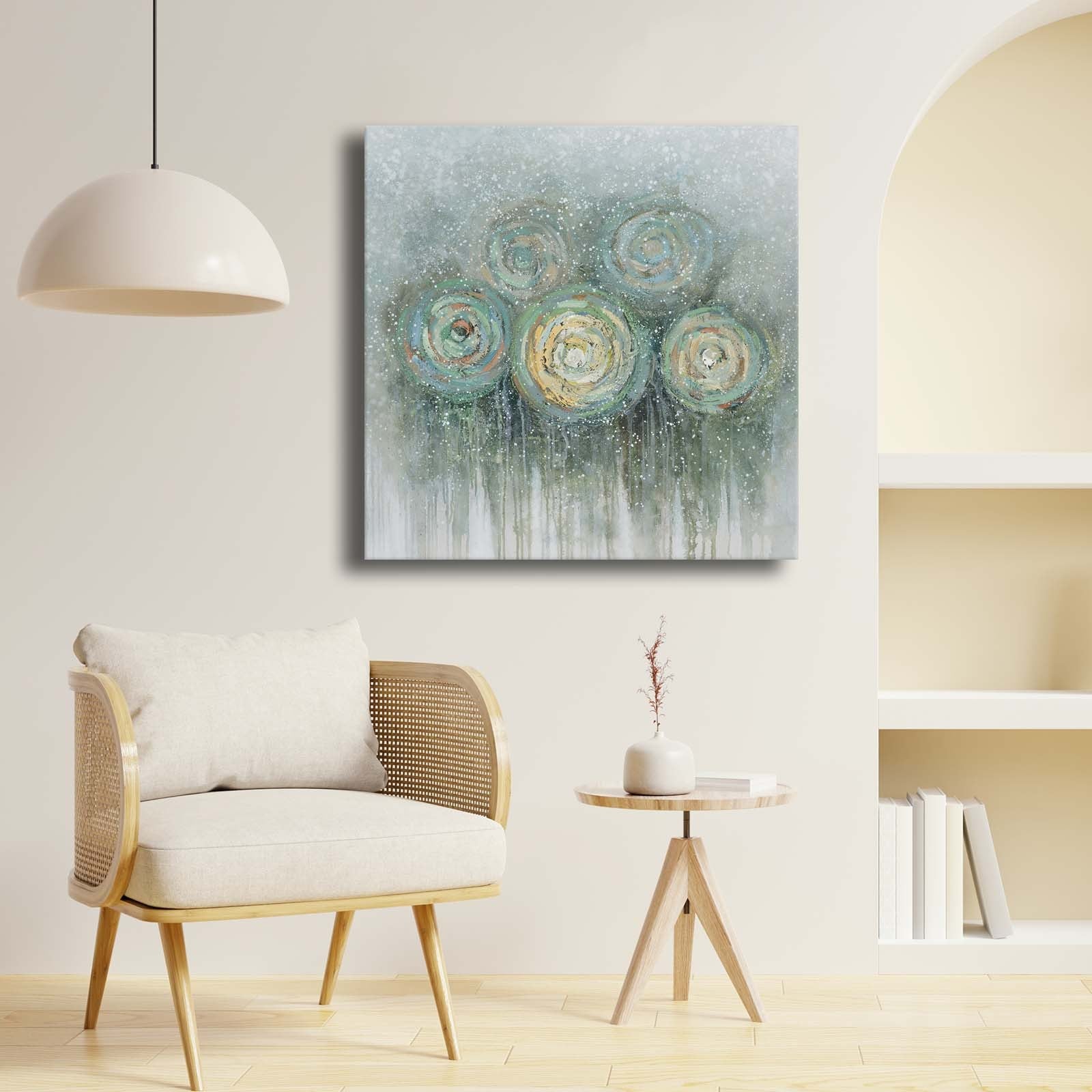 Quadro Decorativo em Tela Multicolor 69x69cm - Moldura Madeira de Pinho - Canvas Premium 2,8mm