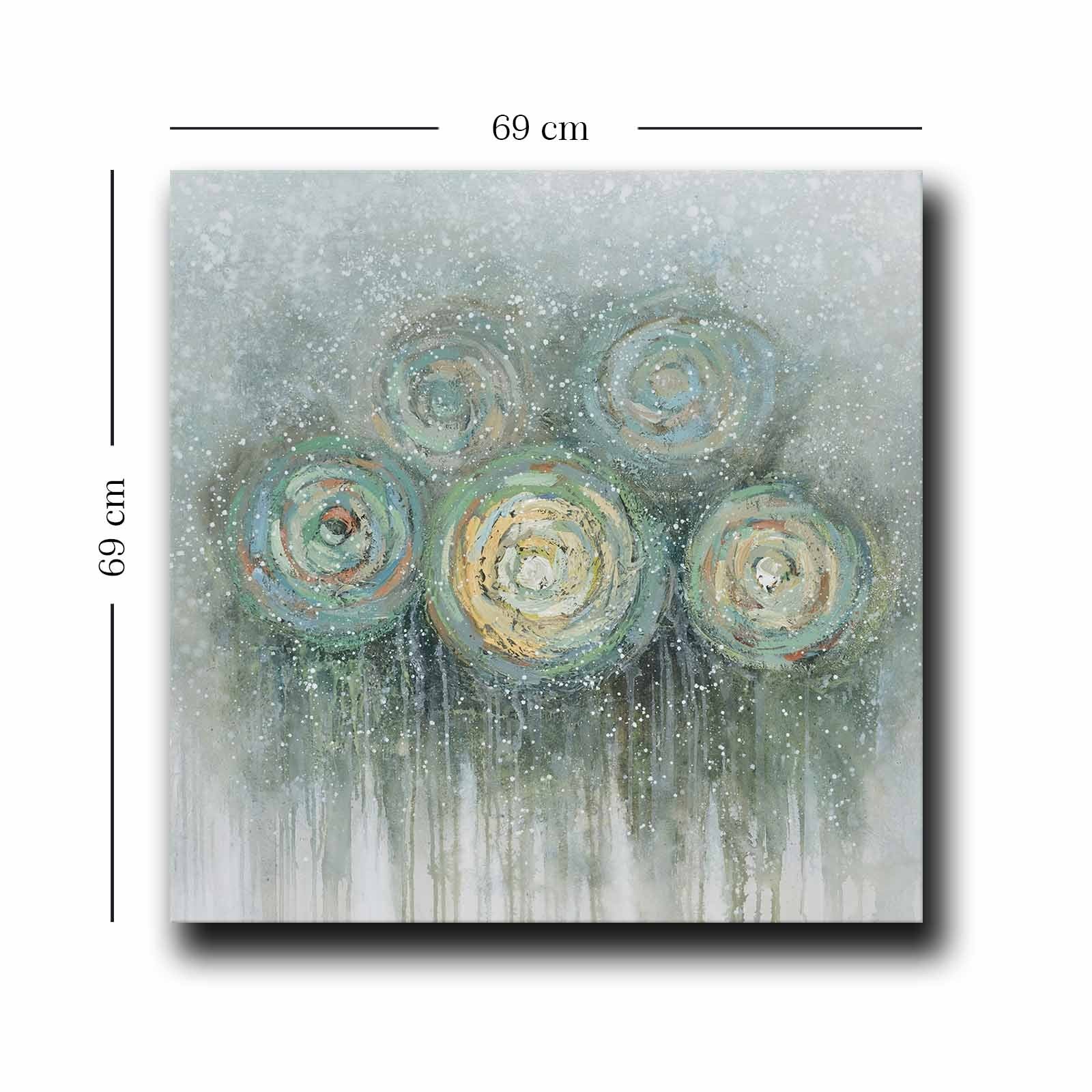 Quadro Decorativo em Tela Multicolor 69x69cm - Moldura Madeira de Pinho - Canvas Premium 2,8mm