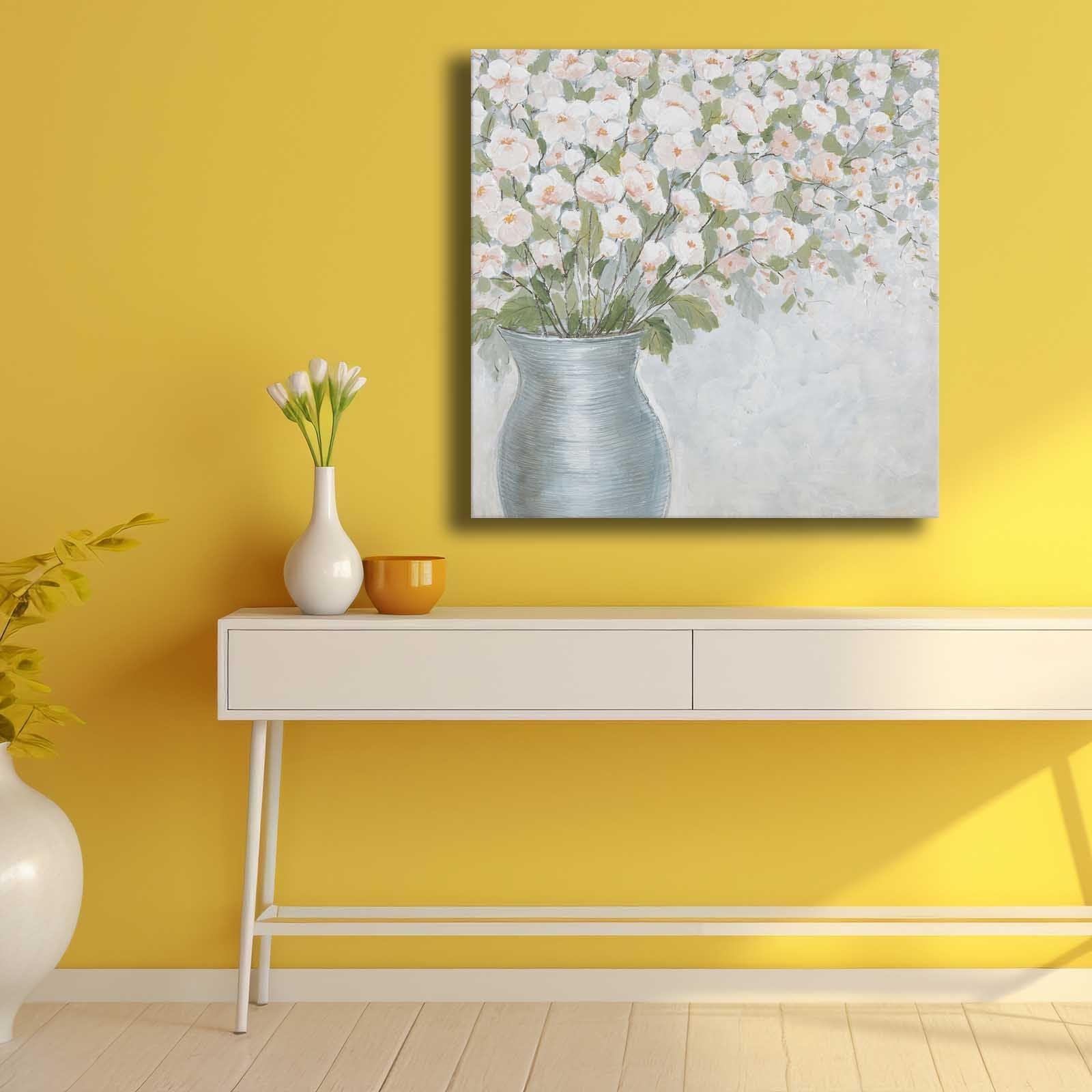 Quadro Decorativo em Tela Multicolor 69x69cm - Moldura Madeira de Pinho - Canvas Premium 2,8mm