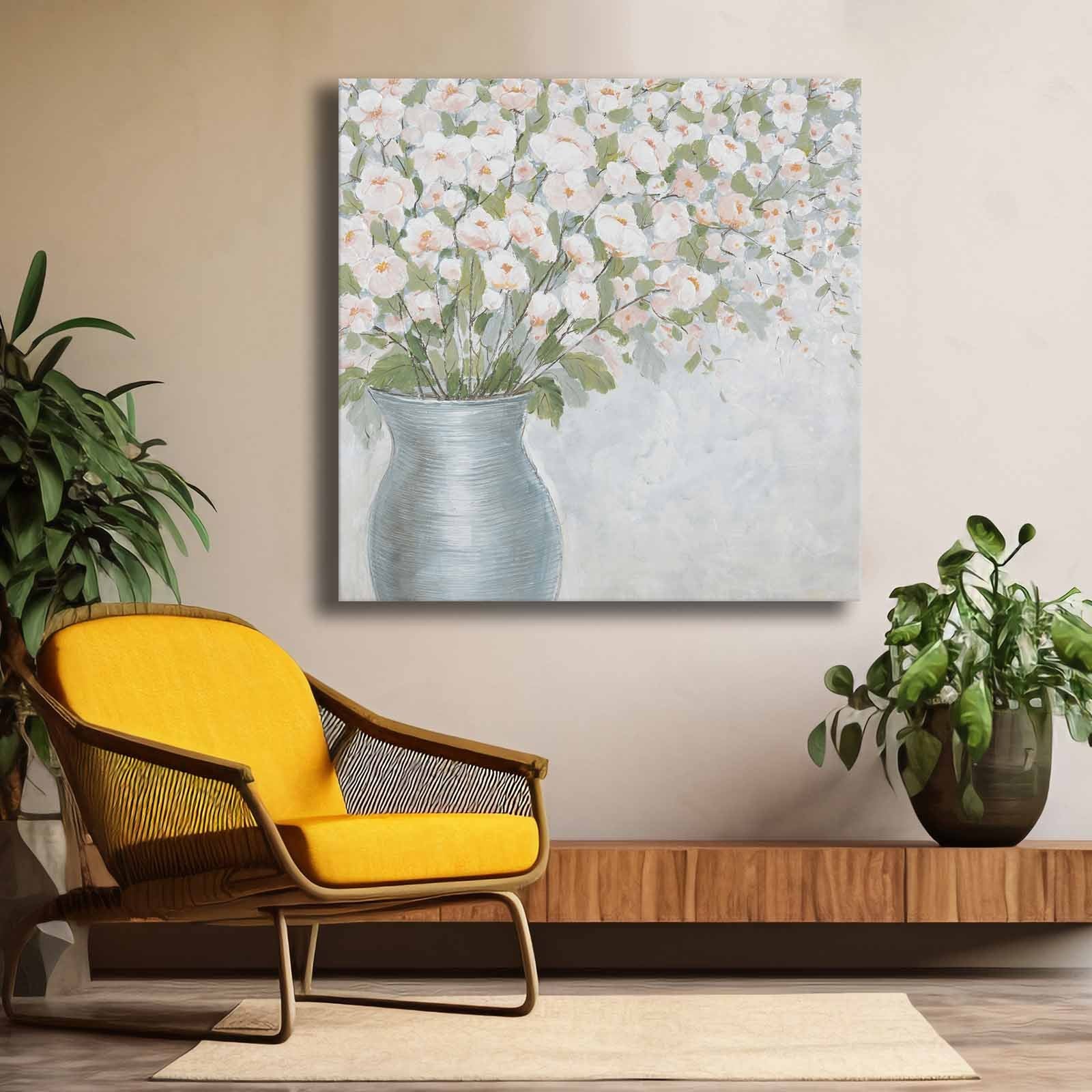 Quadro Decorativo em Tela Multicolor 69x69cm - Moldura Madeira de Pinho - Canvas Premium 2,8mm