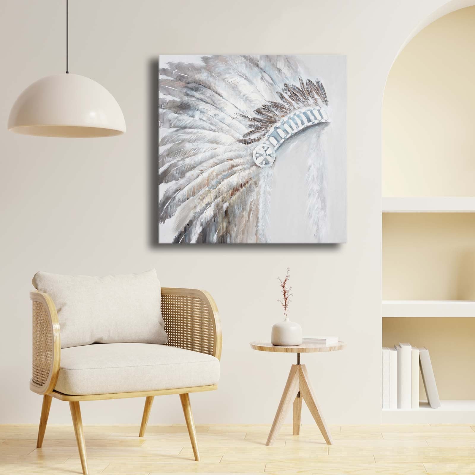 Quadro Decorativo em Tela Multicolor 69x69cm - Moldura Madeira de Pinho - Canvas Premium 2,8mm