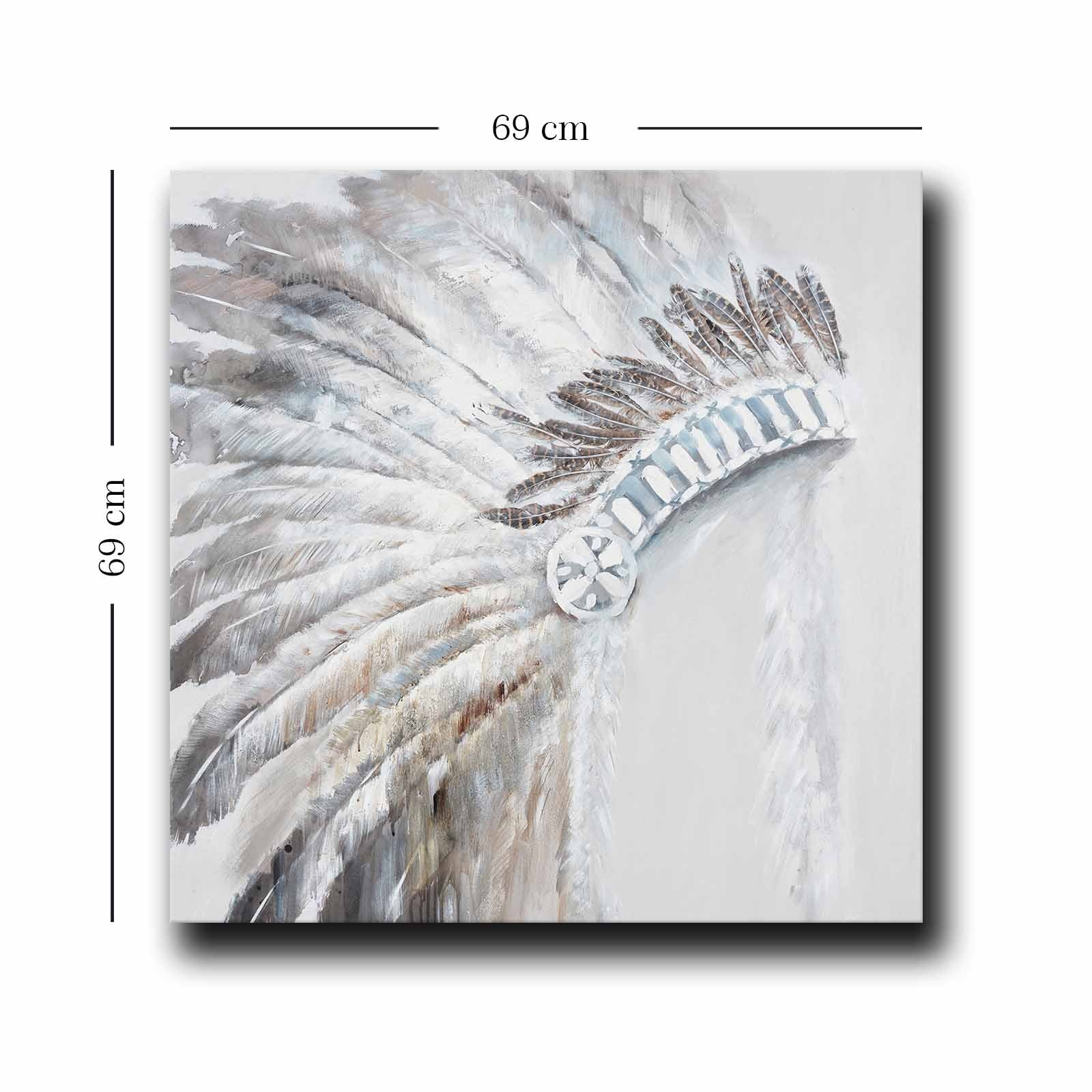 Quadro Decorativo em Tela Multicolor 69x69cm - Moldura Madeira de Pinho - Canvas Premium 2,8mm